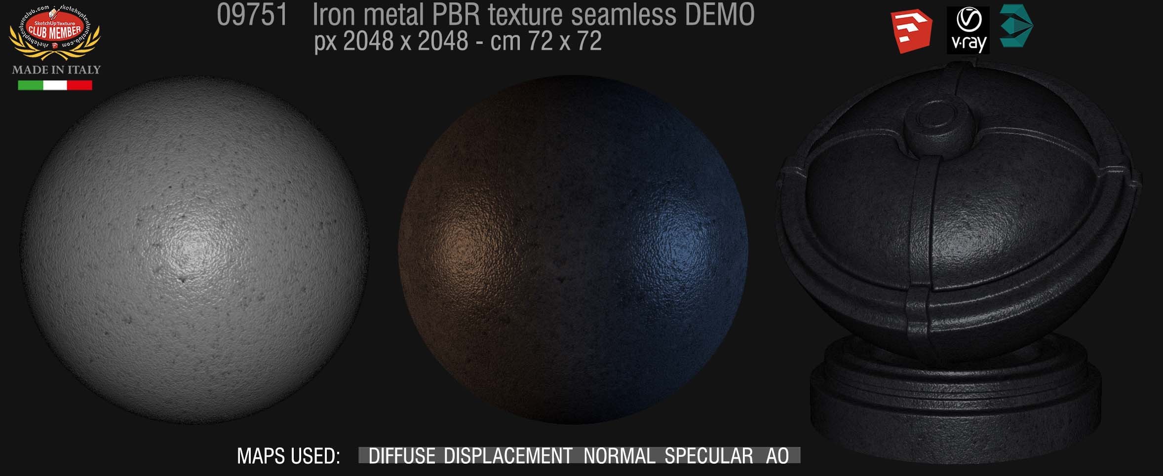 09751 Iron metal PBR texture seamless DEMO