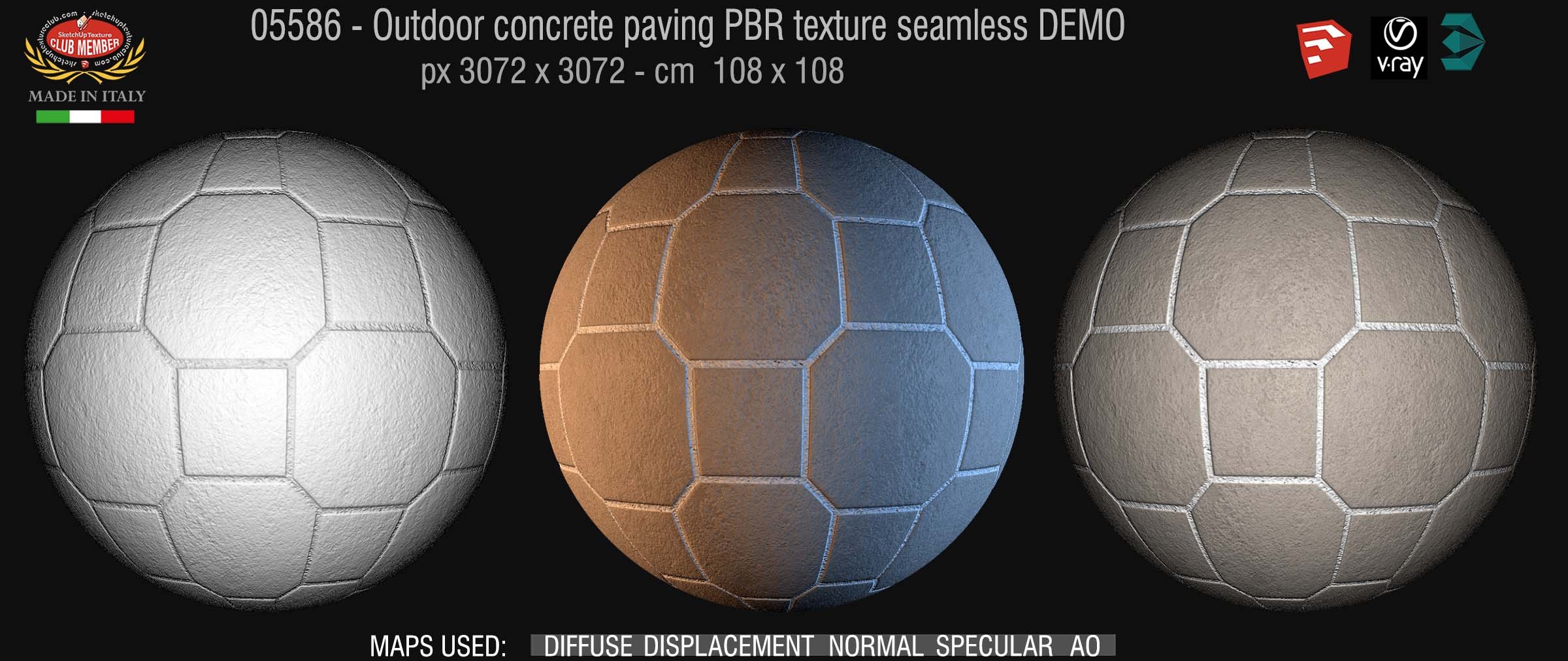 05586 Outdoor concrete paving PBR texture seamless DEMO