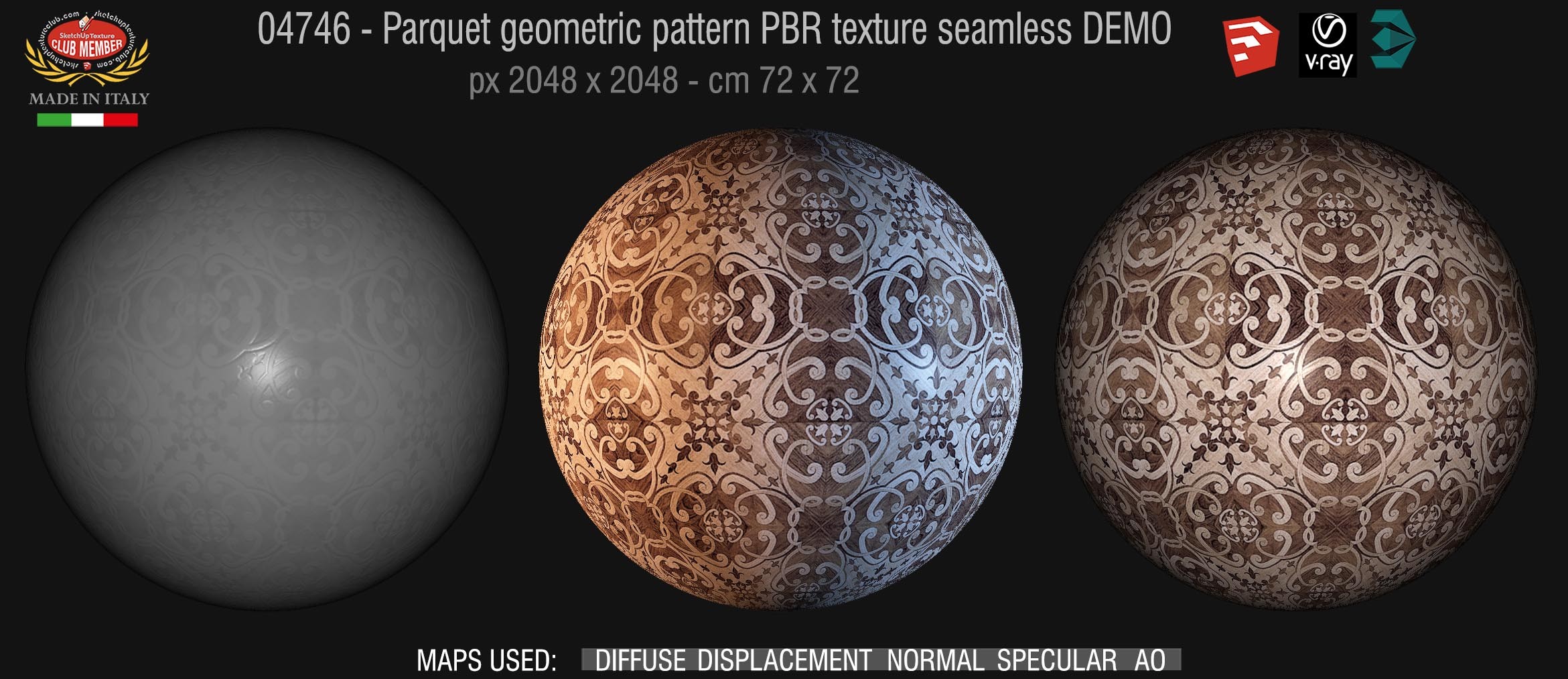 04746 Parquet geometric pattern PBR texture seamless DEMO