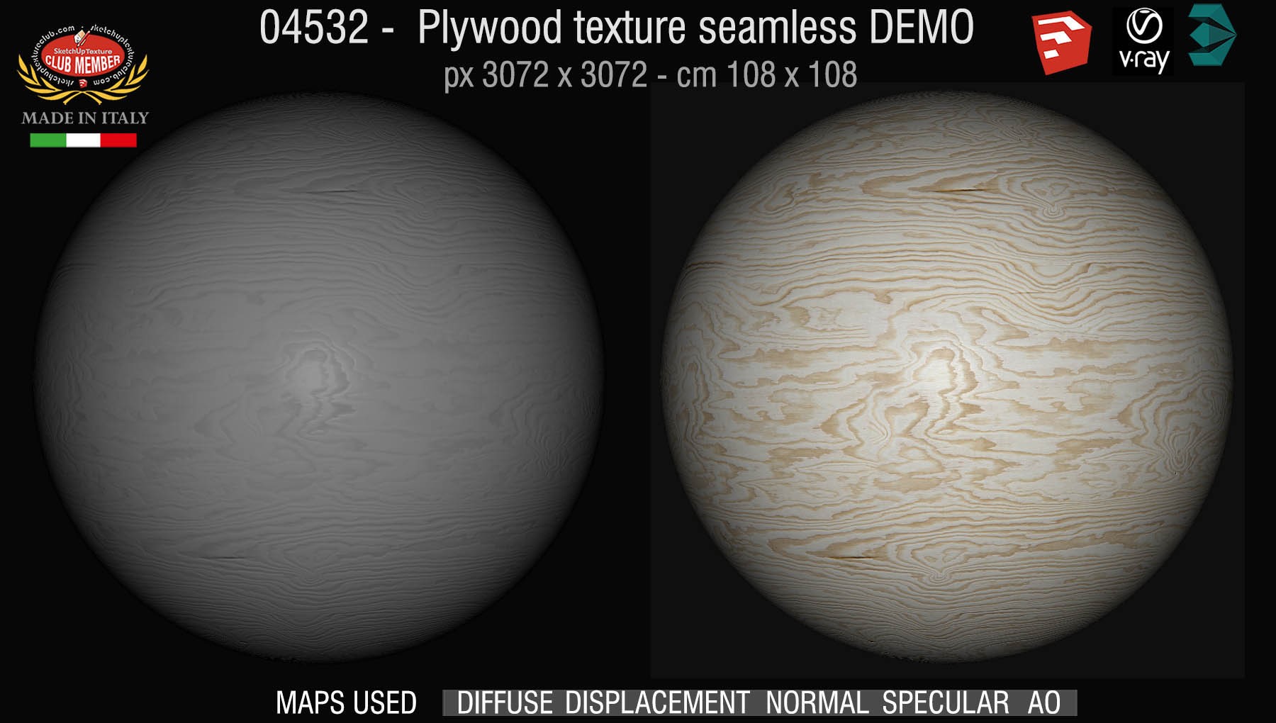 04532 Plywood texture seamless + maps DEMO