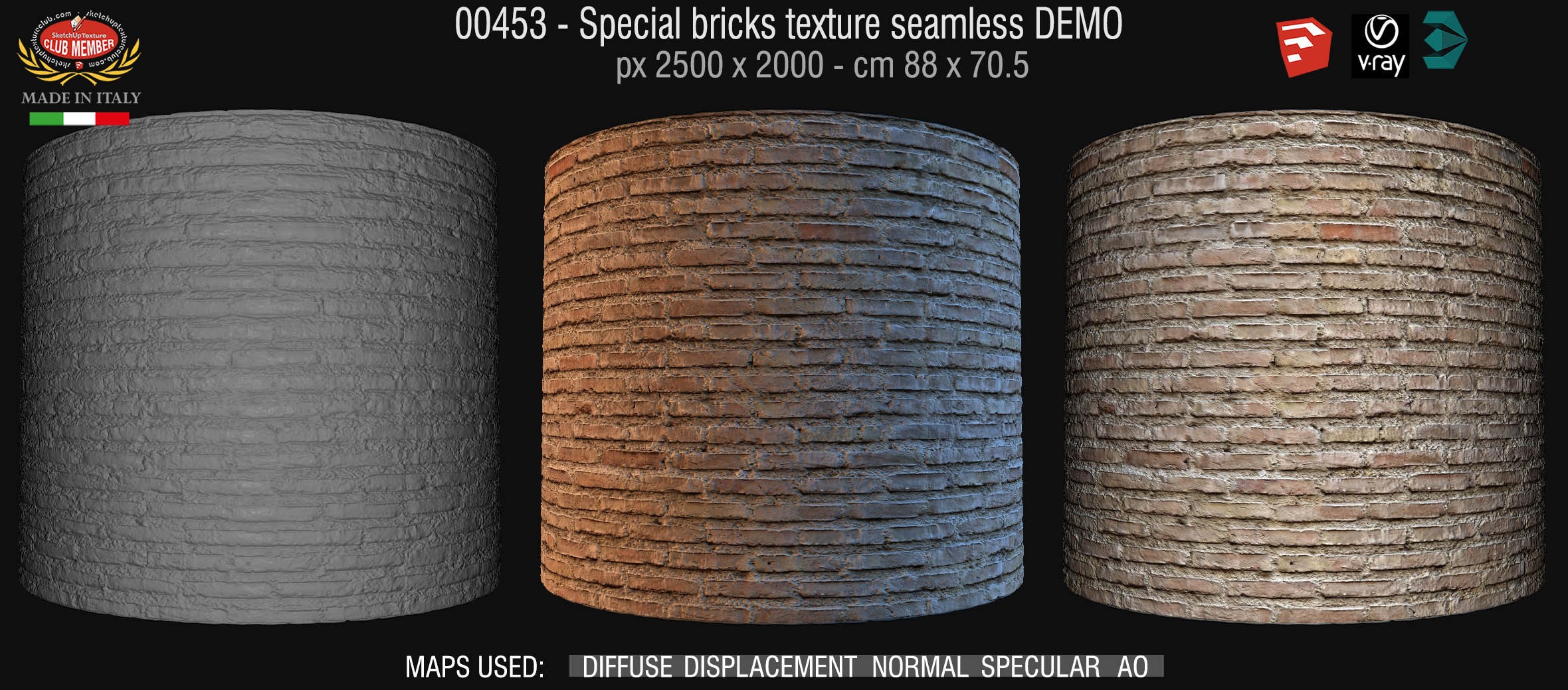 00453 Special bricks texture seamless + maps DEMO