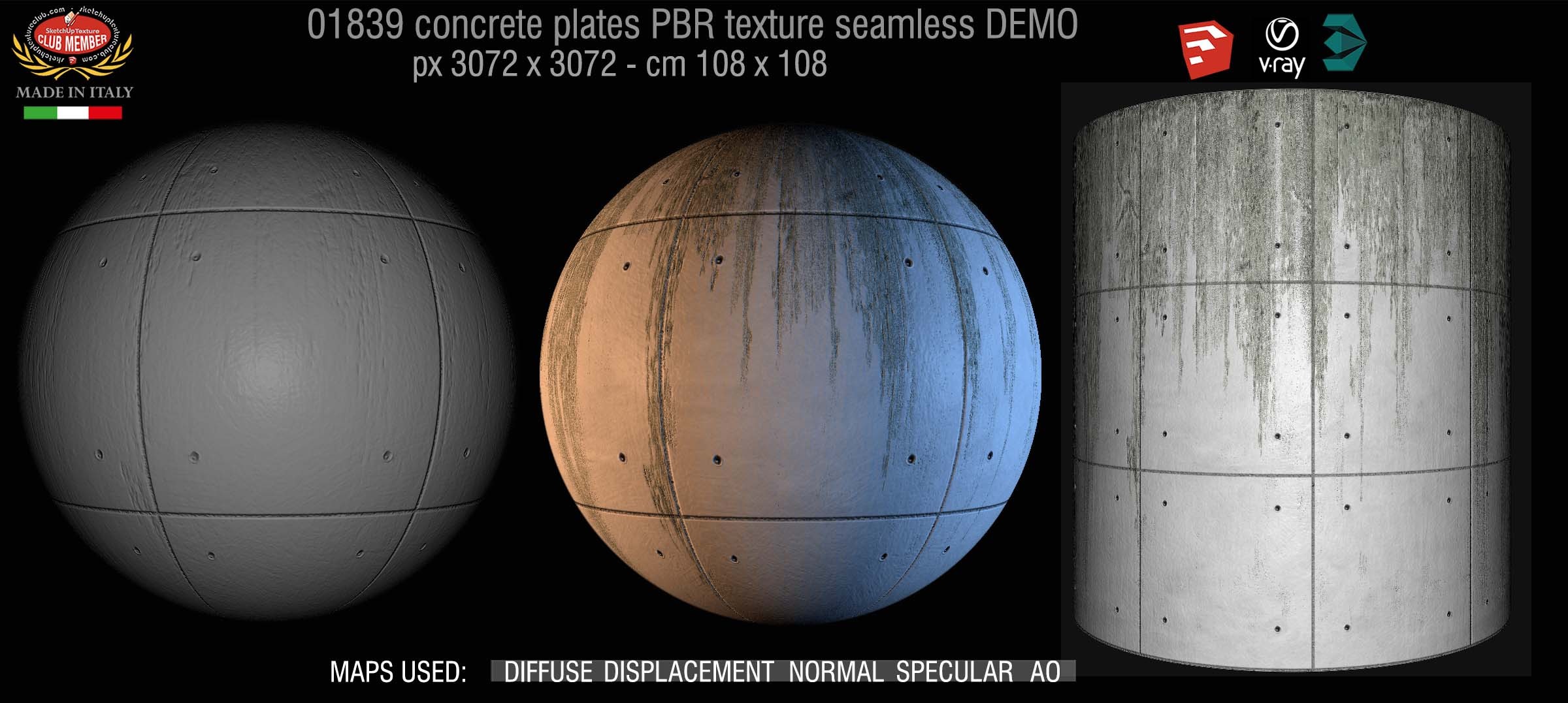 01839 Tadao Ando concrete plates PBR texture seamless DEMO