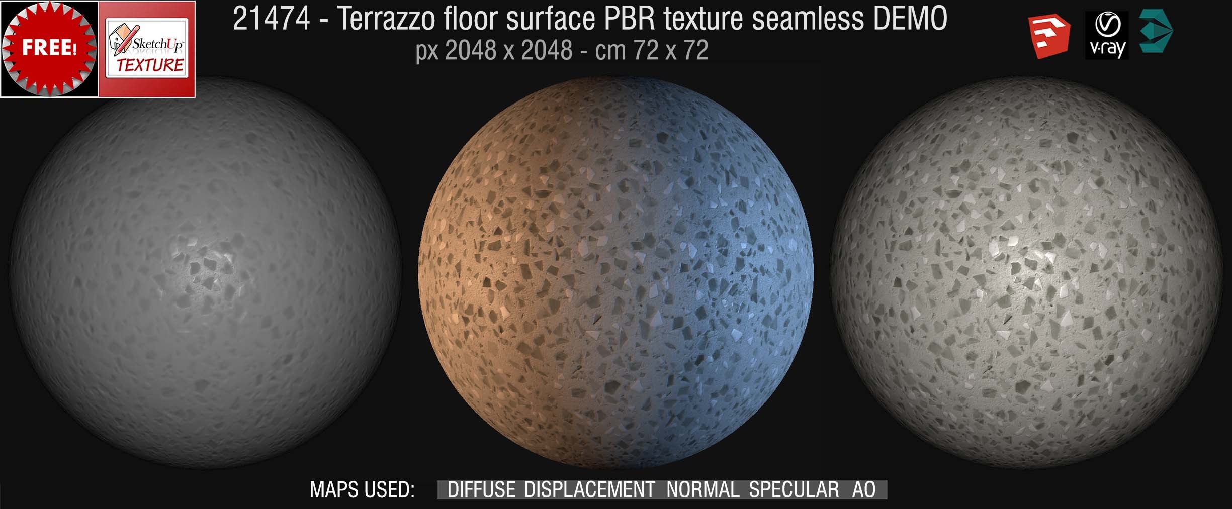 21474 Terrazzo floor surface PBR texture seamless DEMO