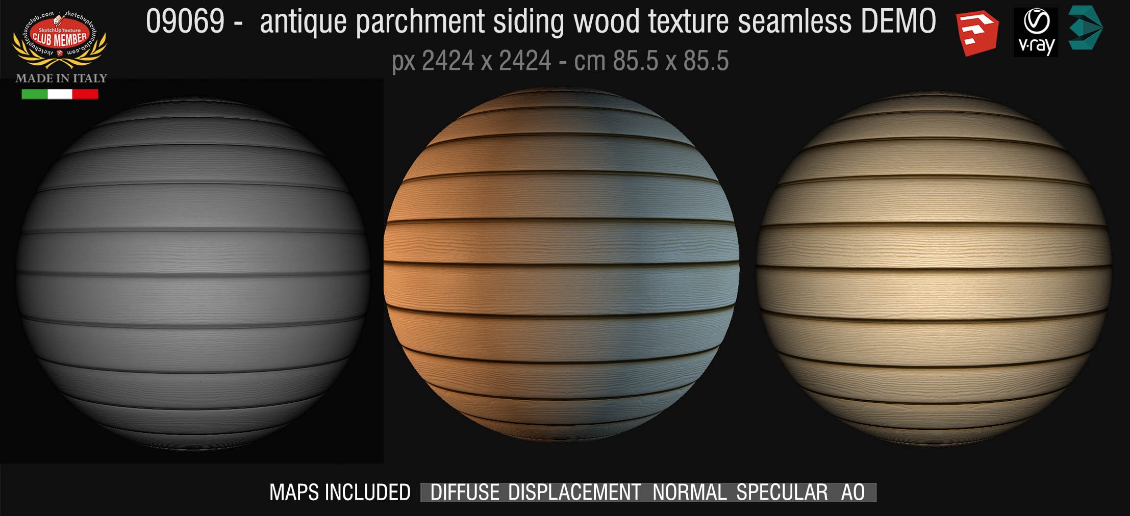 09069 HR Antique parchment siding wood texture + maps DEMO