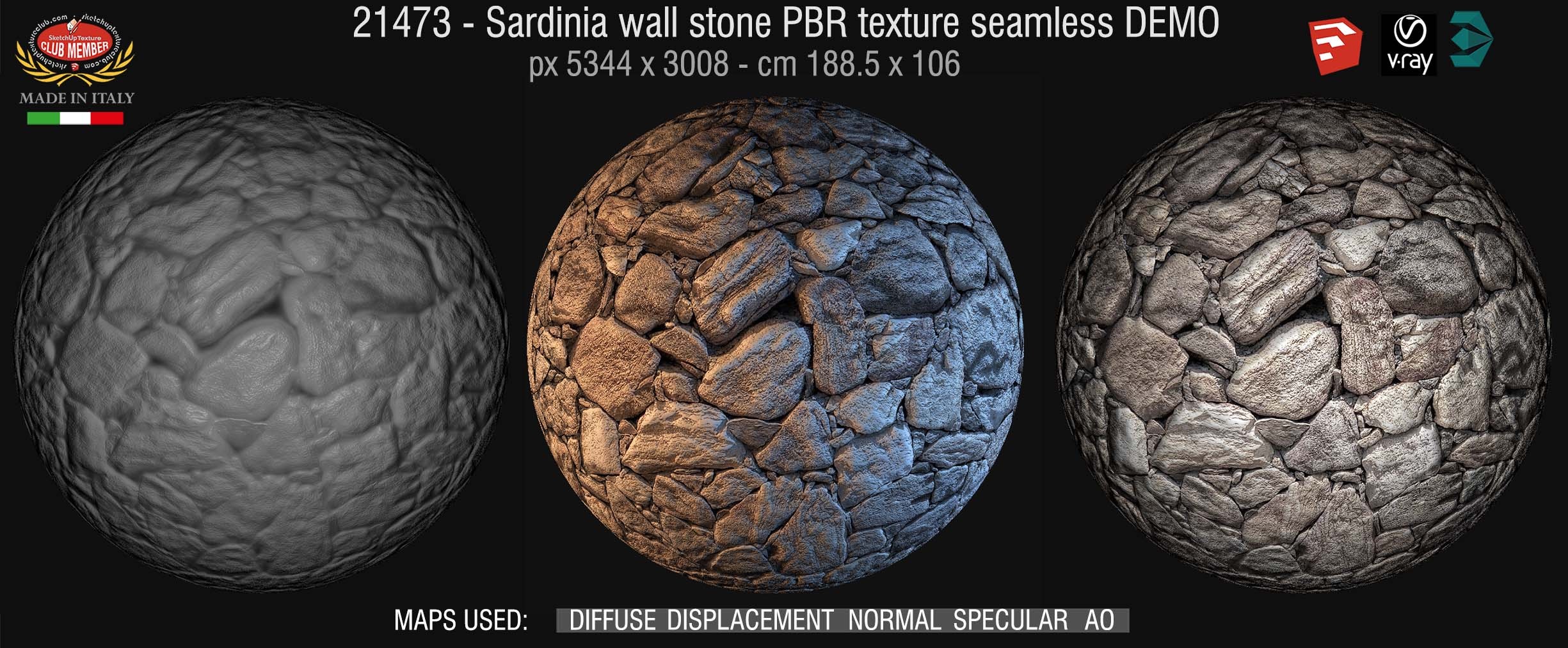 21473 Sardinia stone wall PBR texture seamless DEMO