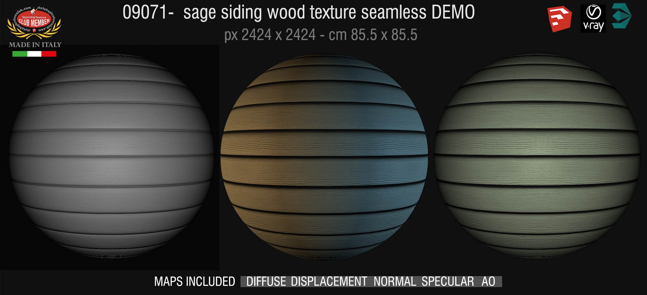 09071 HR Sage siding wood texture + maps DEMO