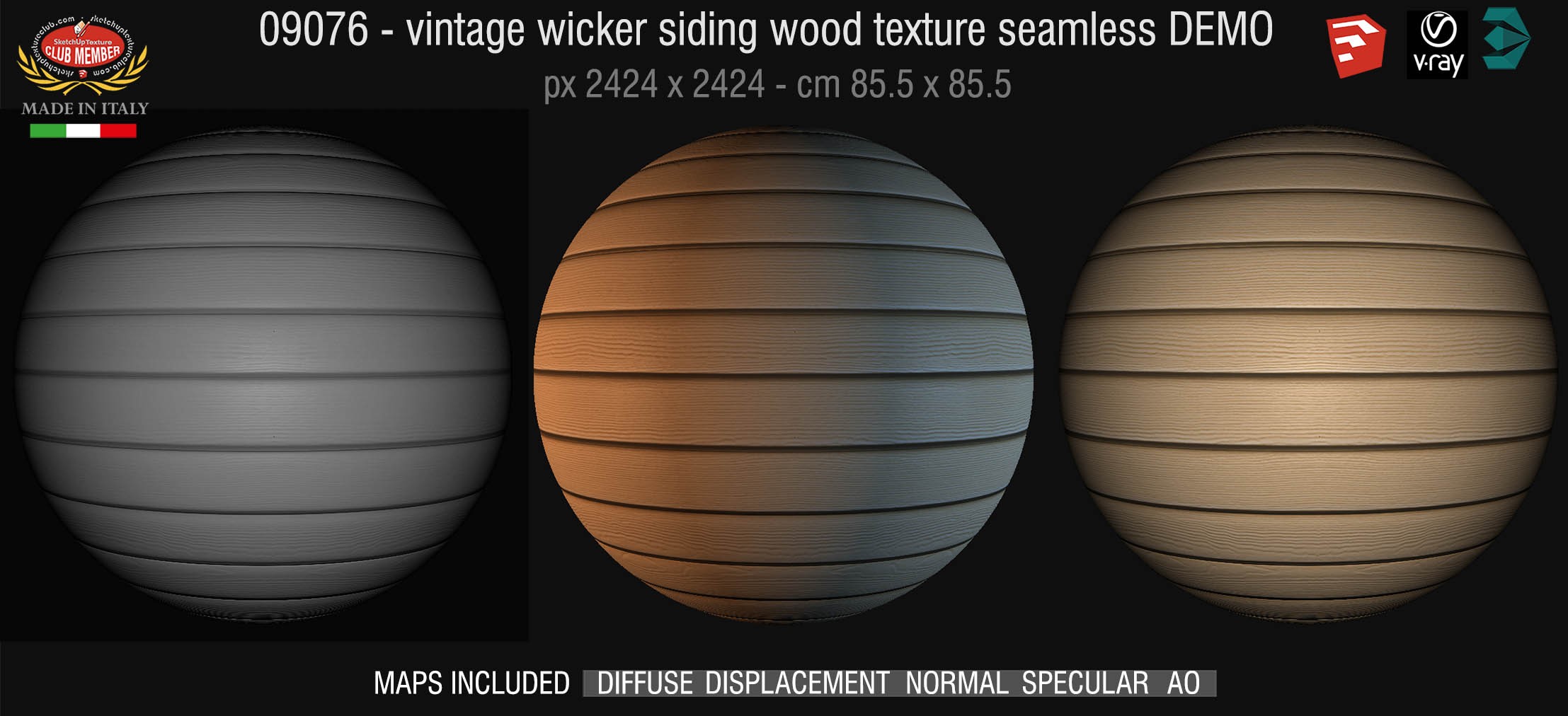 09076 HR Vintage wicker siding wood texture + maps DEMO