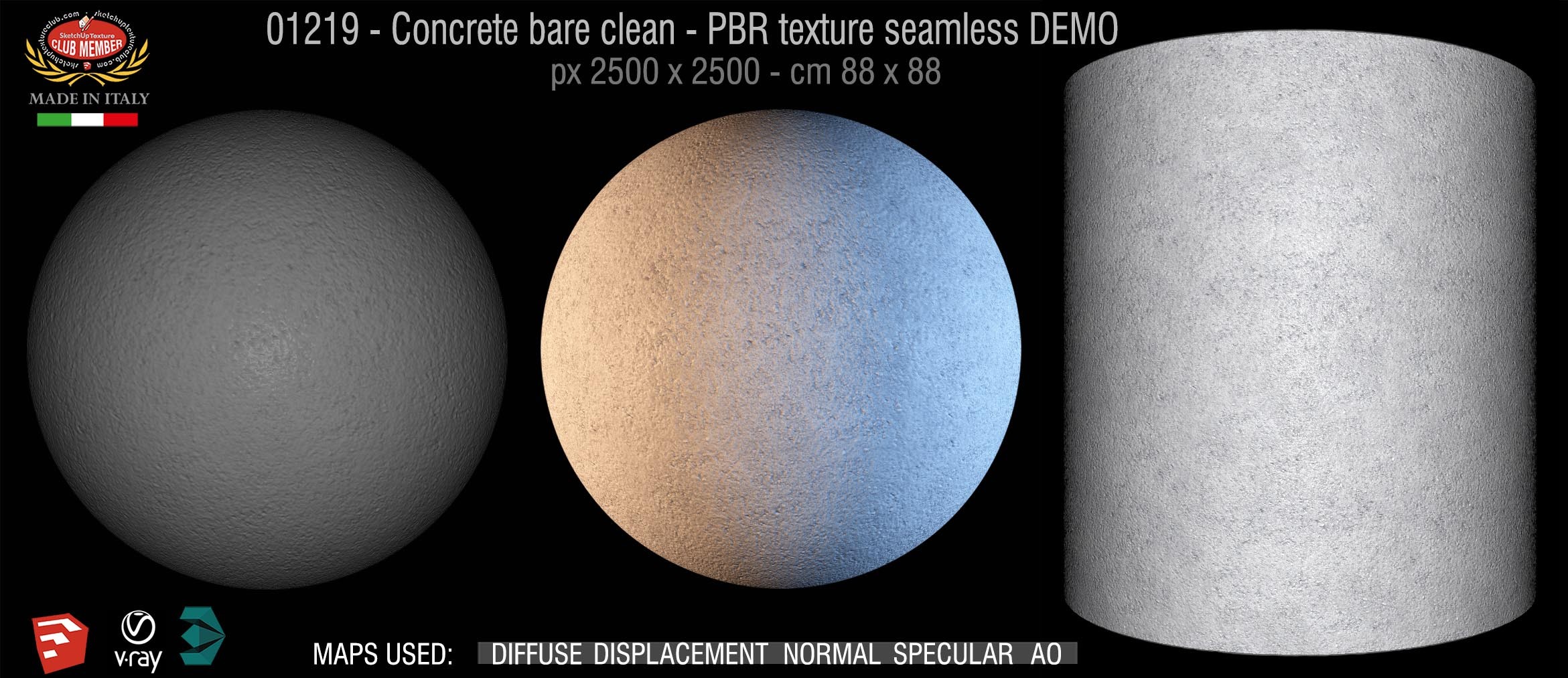 01219 Concrete bare clean-PBR texture seamless DEMO