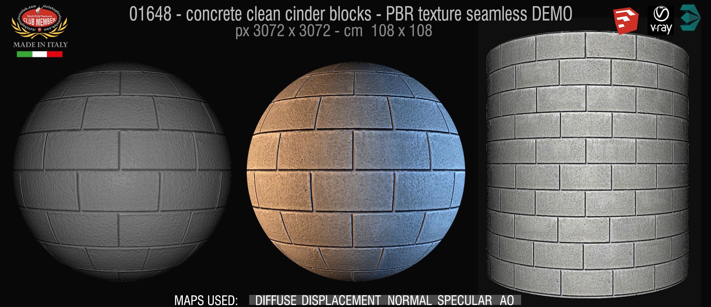 01648 concrete clean cinder blocks PBR texture seamless DEMO