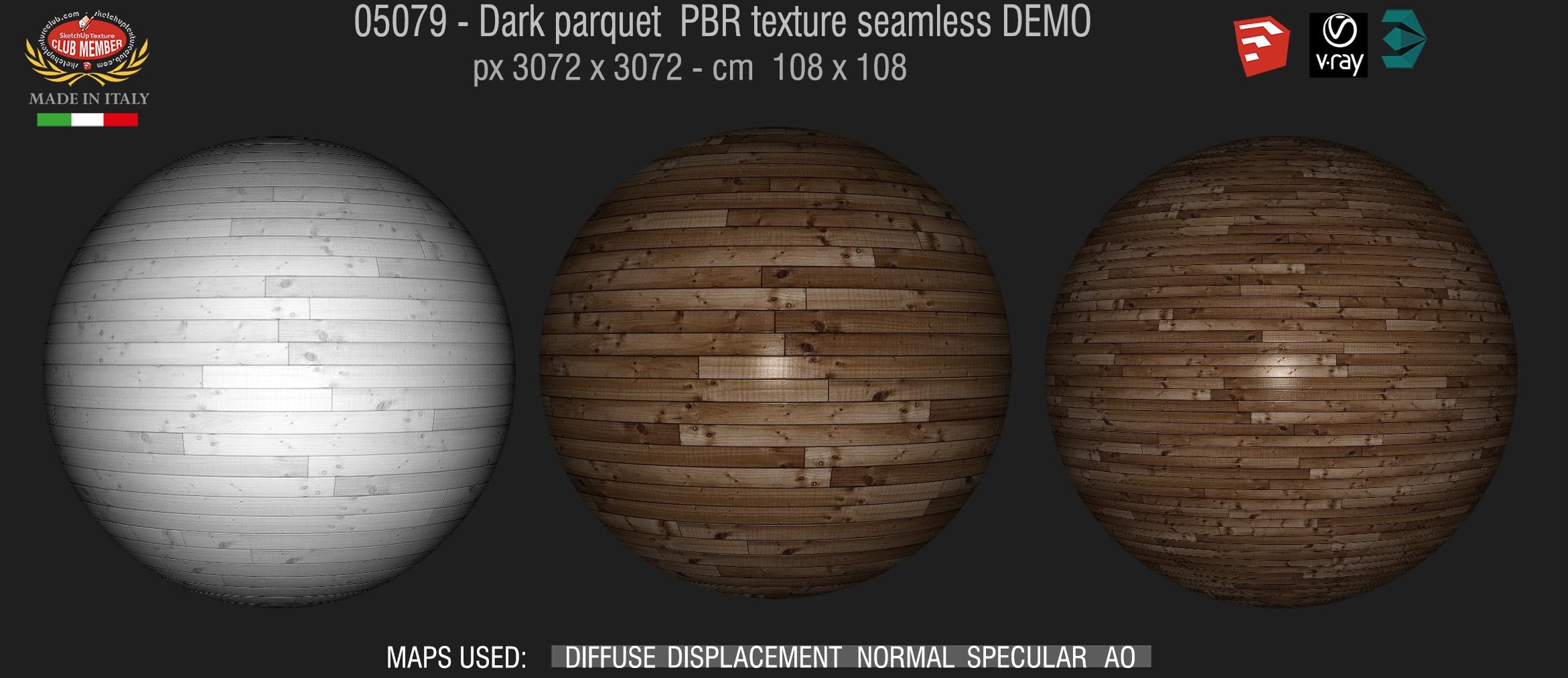 05079 Dark parquet PBR texture seamless DEMO