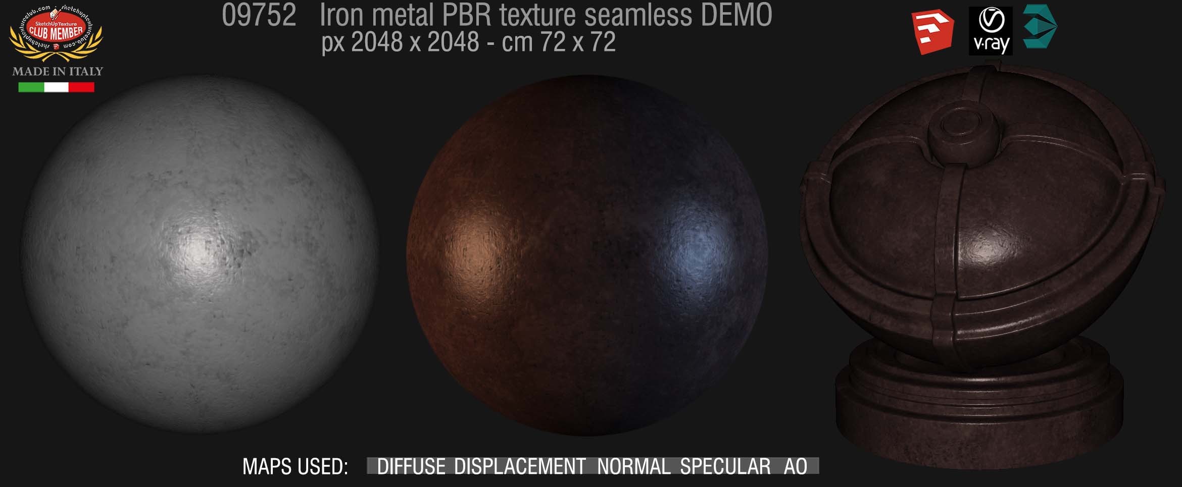 09752 Iron metal PBR texture seamless DEMO