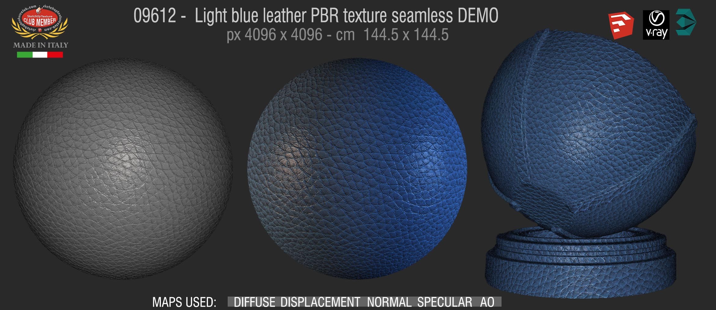 09612 light blue leather PBR texture seamless DEMO