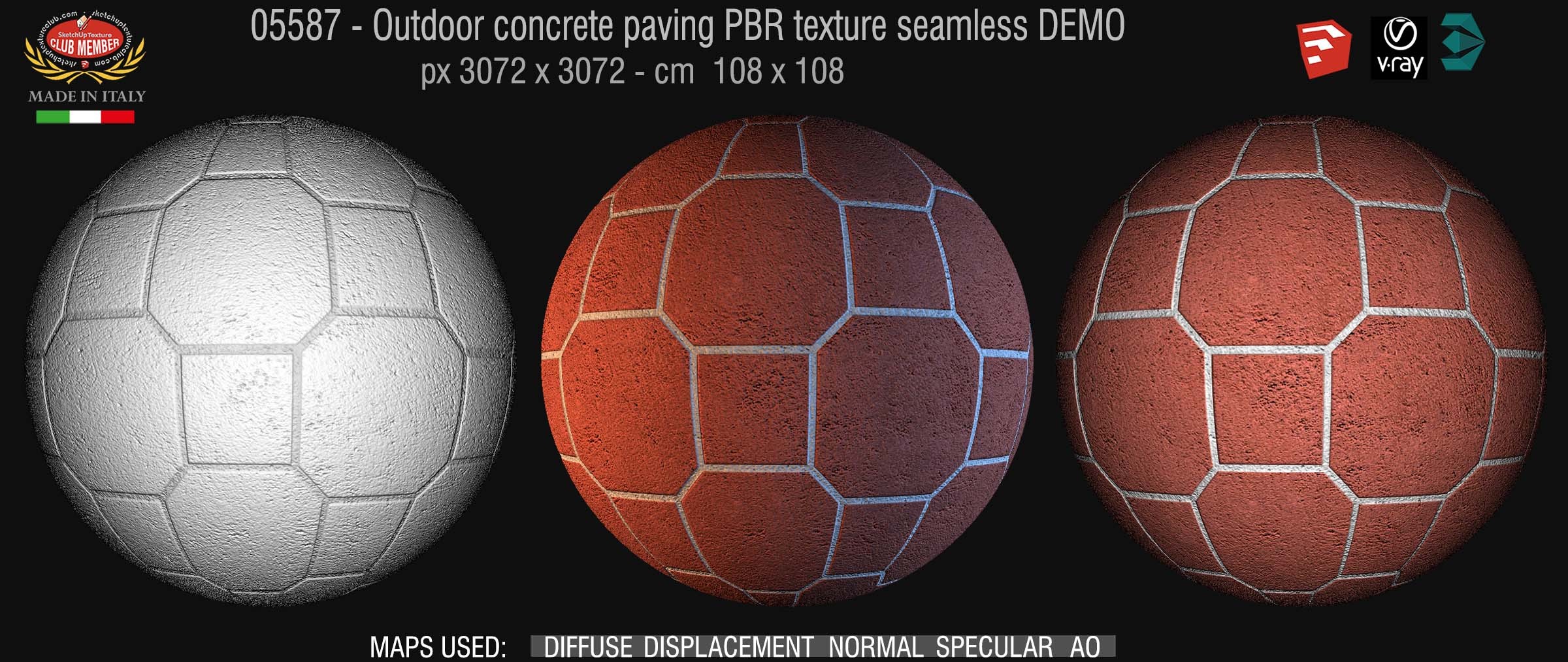 05587 Outdoor concrete paving PBR texture seamless DEMO