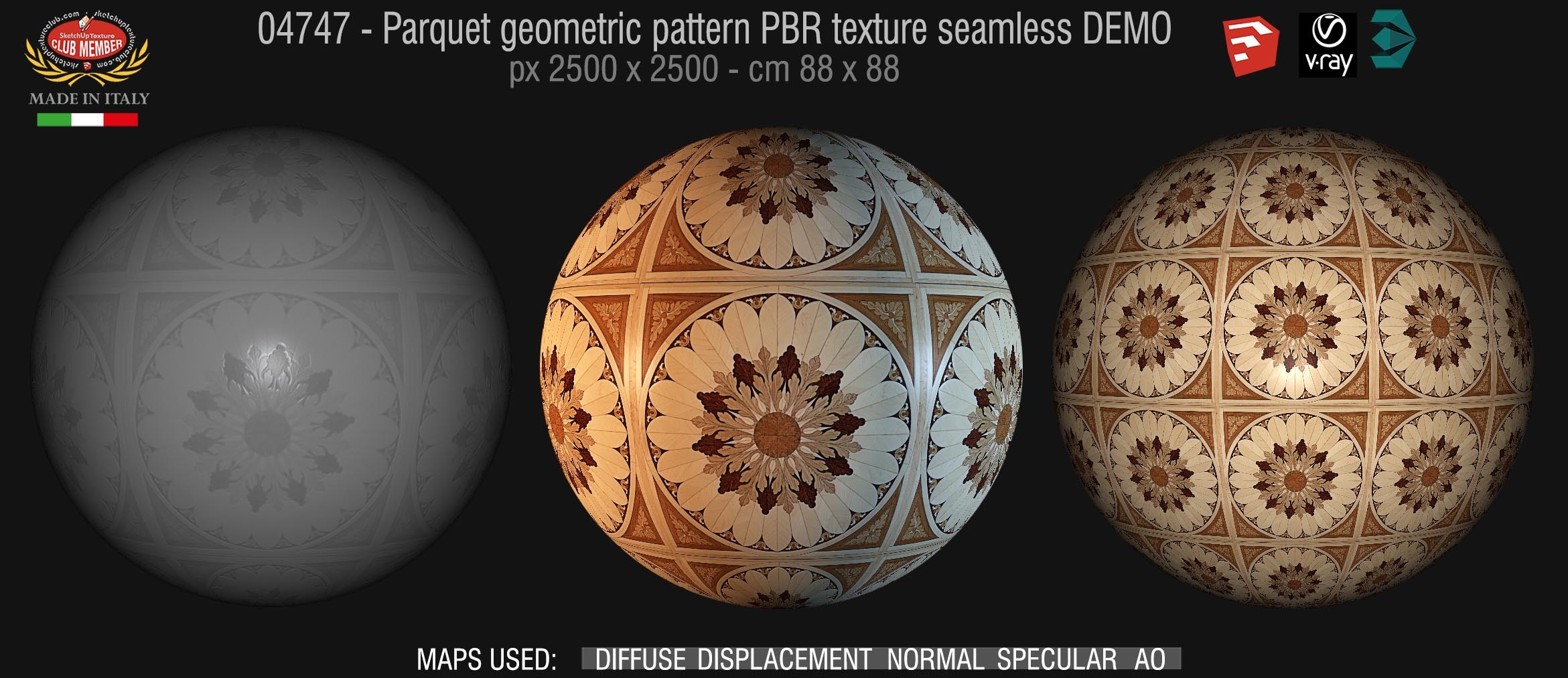 04747 Parquet geometric pattern PBR texture seamless DEMO