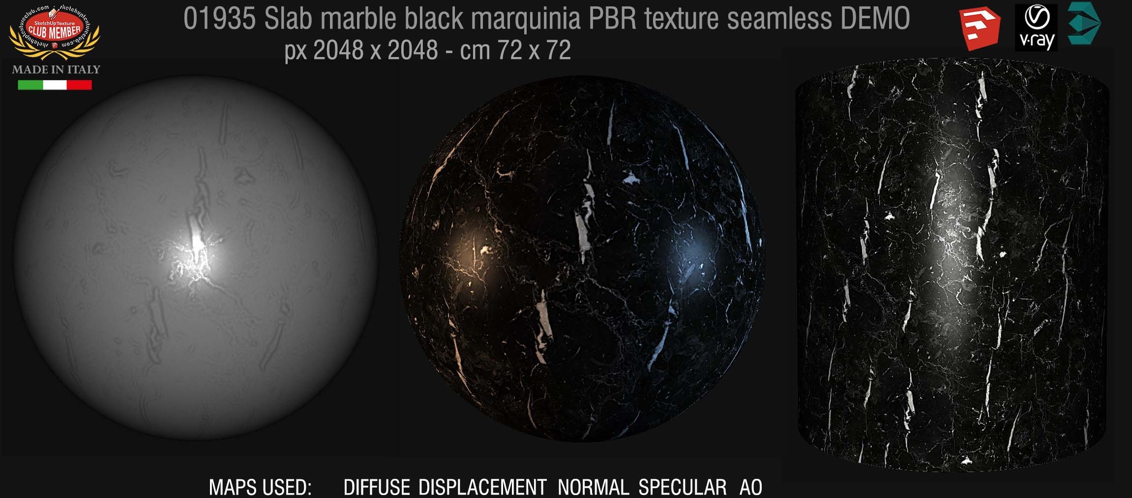01935 slab marble black marquinia PBR texture seamless DEMO