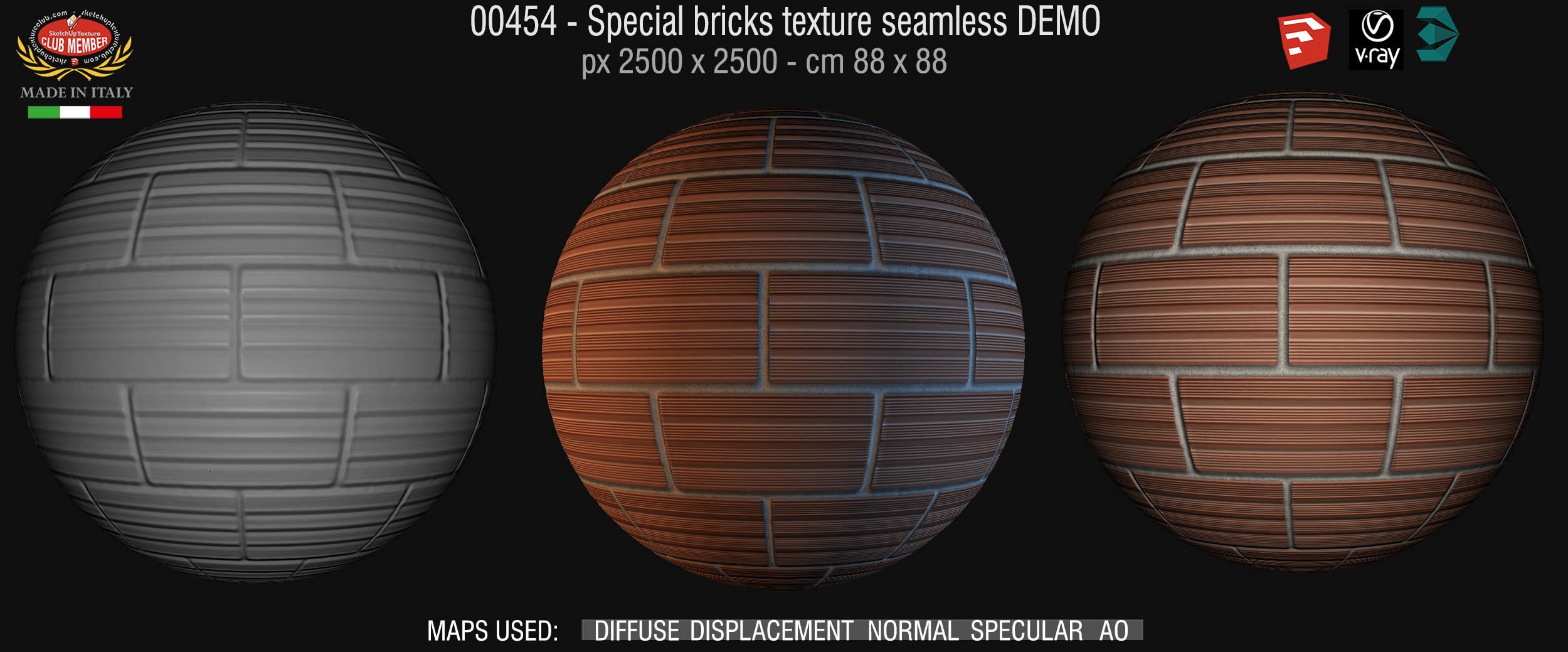 00454 Special bricks texture seamless + maps DEMO
