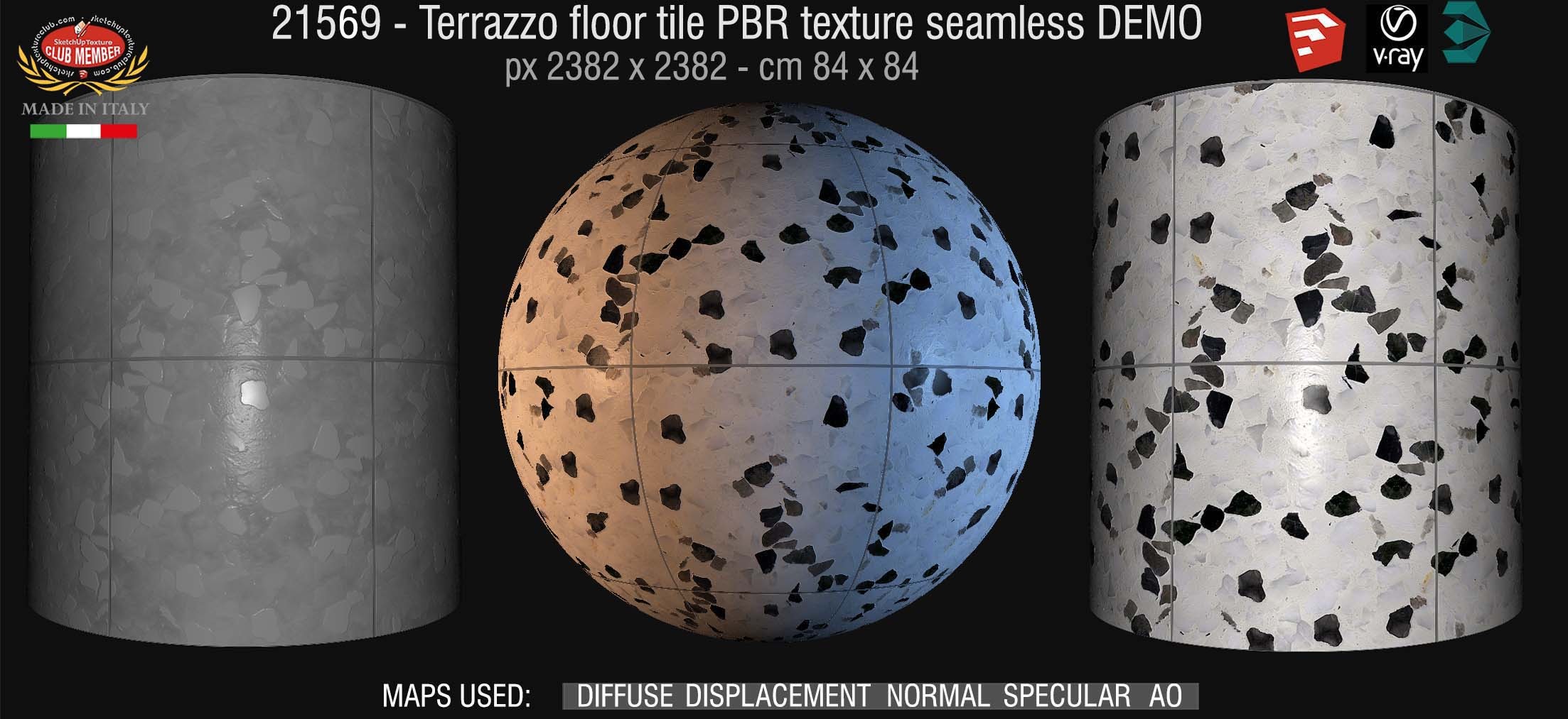 21569 Terrazzo floor tile PBR texture seamless DEMO