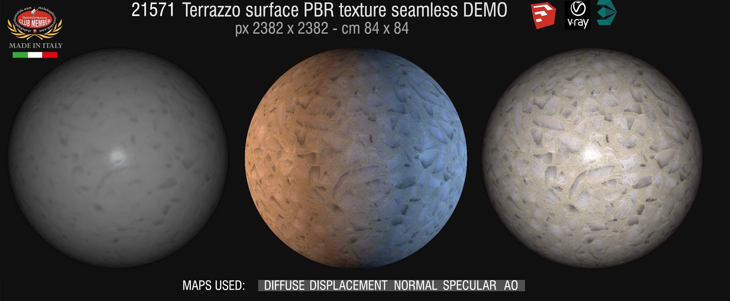 21571 Terrazzo surface PBR texture seamless DEMO