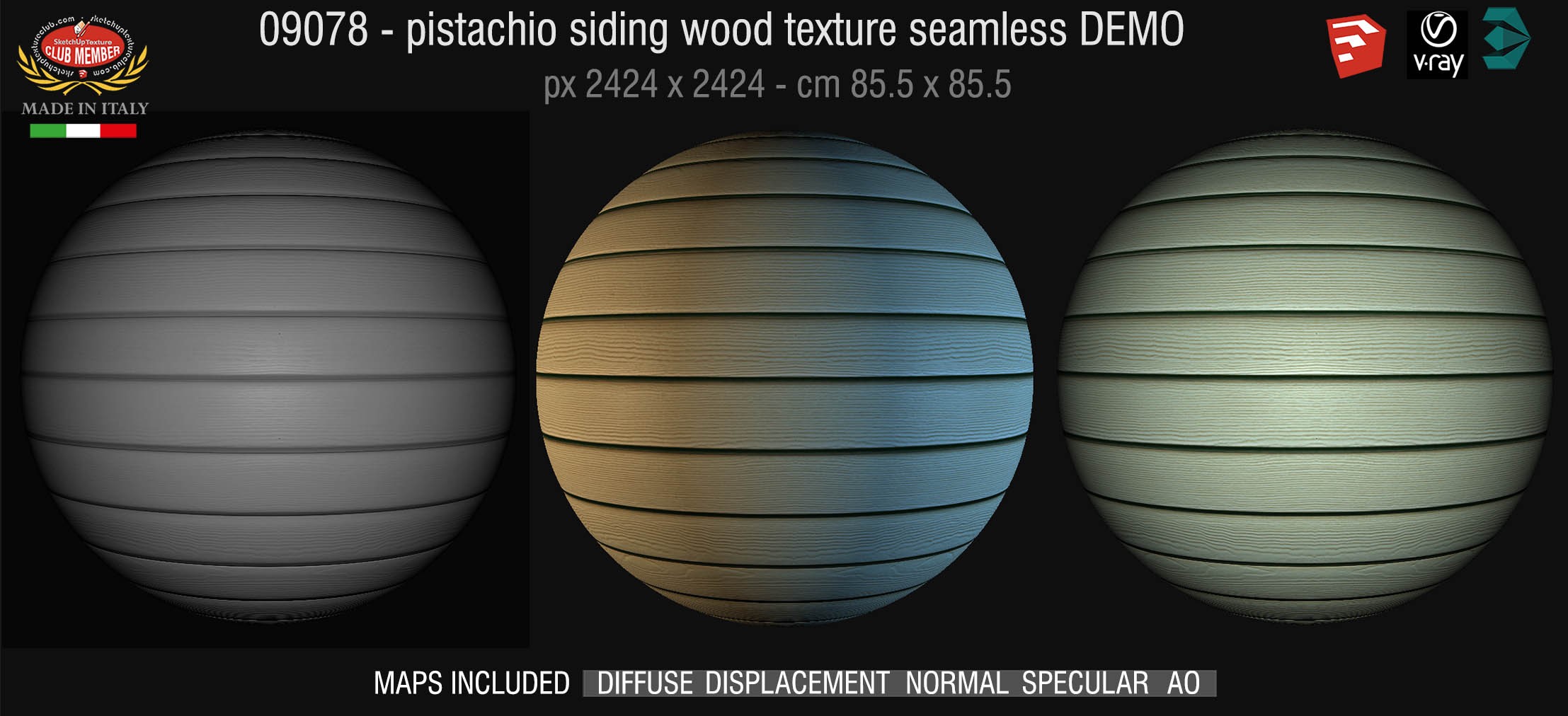 09078 HR Pistachio siding wood texture + maps DEMO