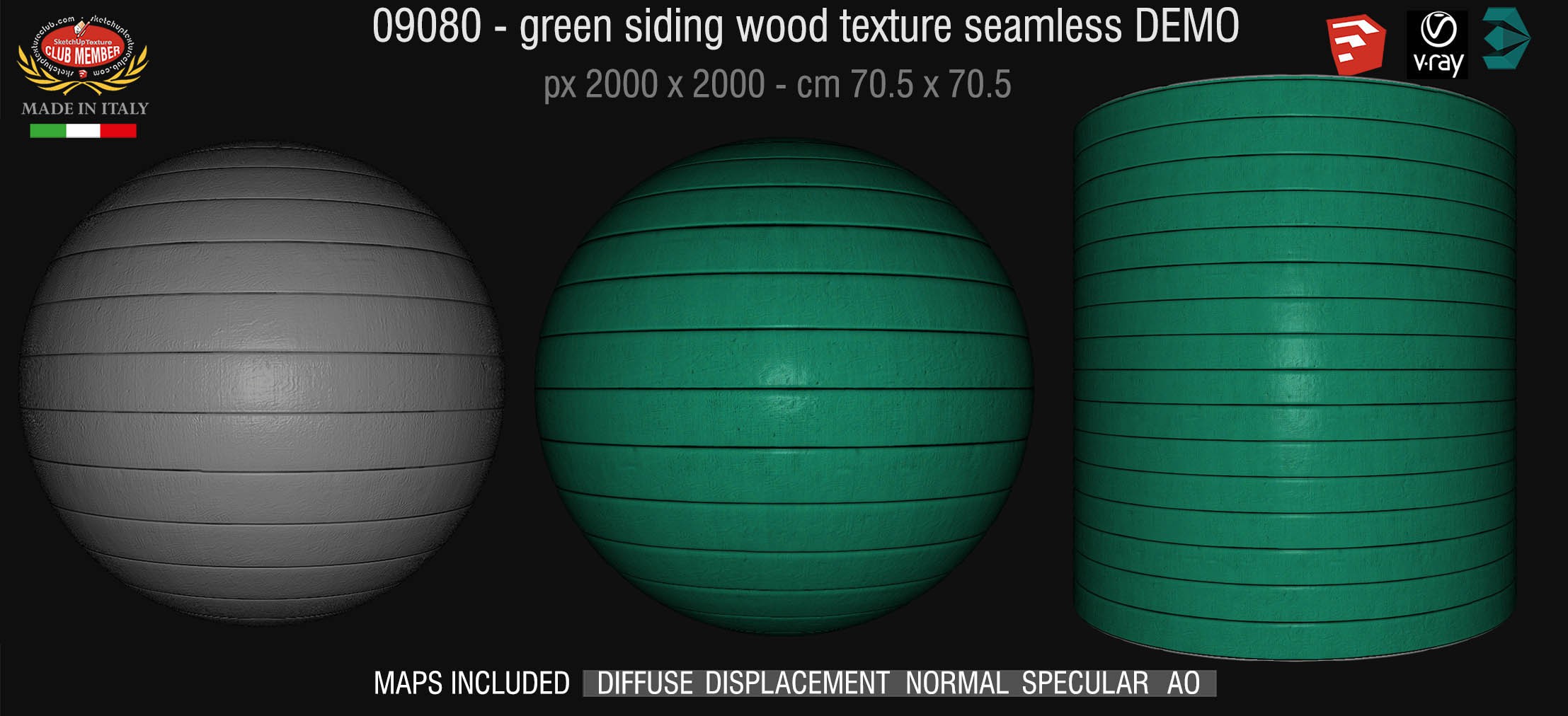 09080 HR Green siding wood texture + maps DEMO