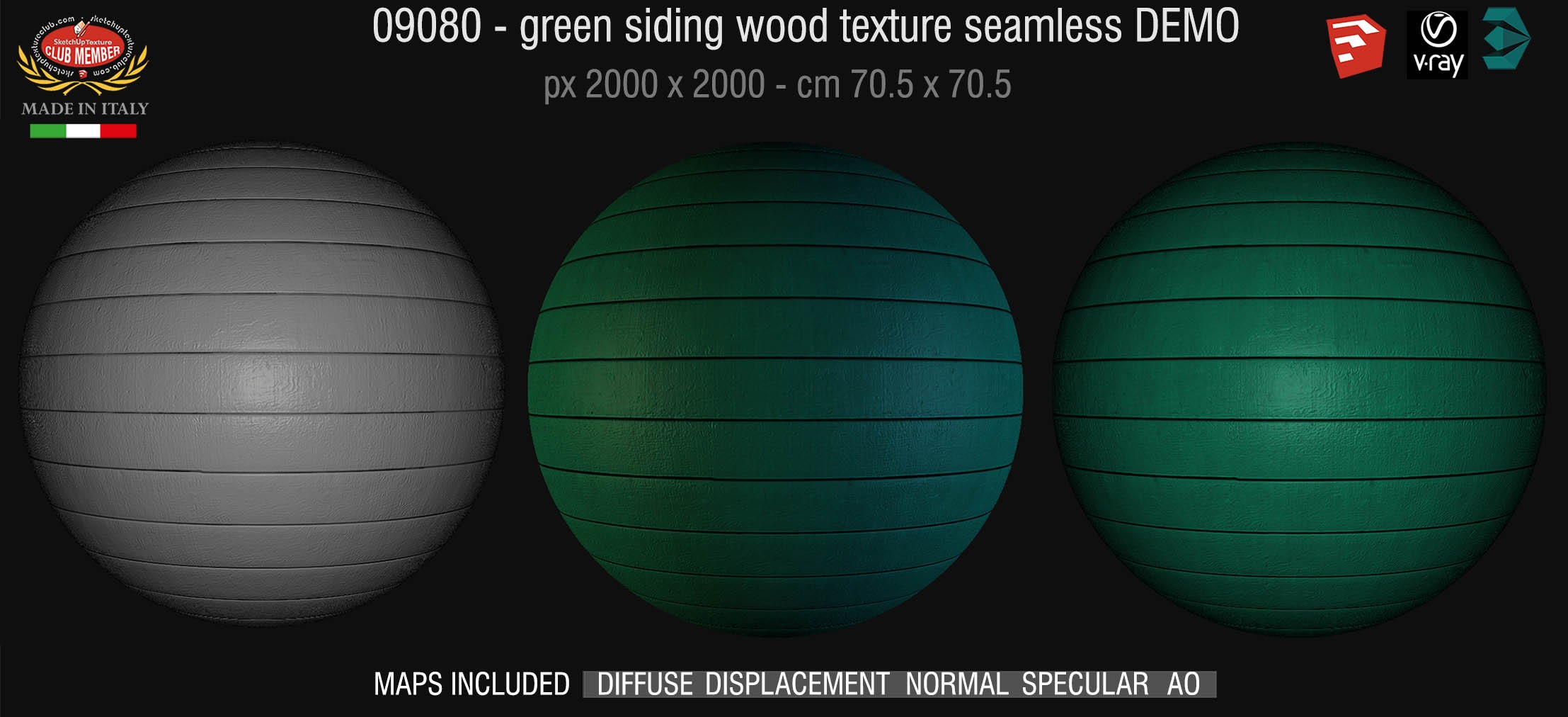 09080 HR Green siding wood texture + maps DEMO