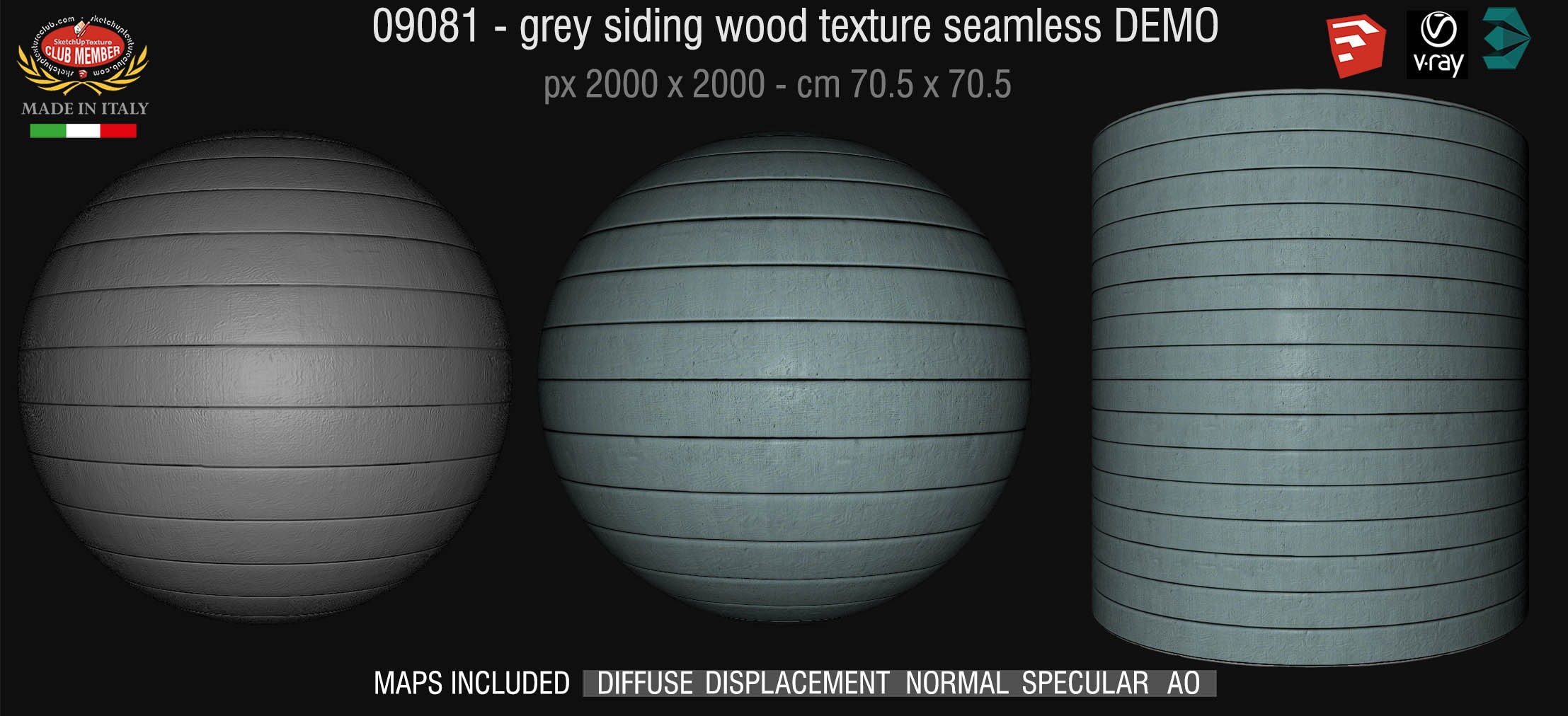09081 HR Grey siding wood texture + maps DEMO