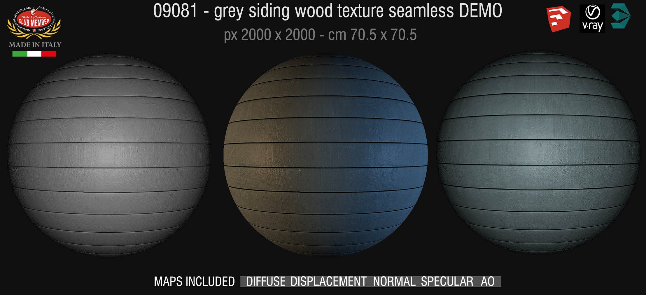 09081 HR Grey siding wood texture + maps DEMO