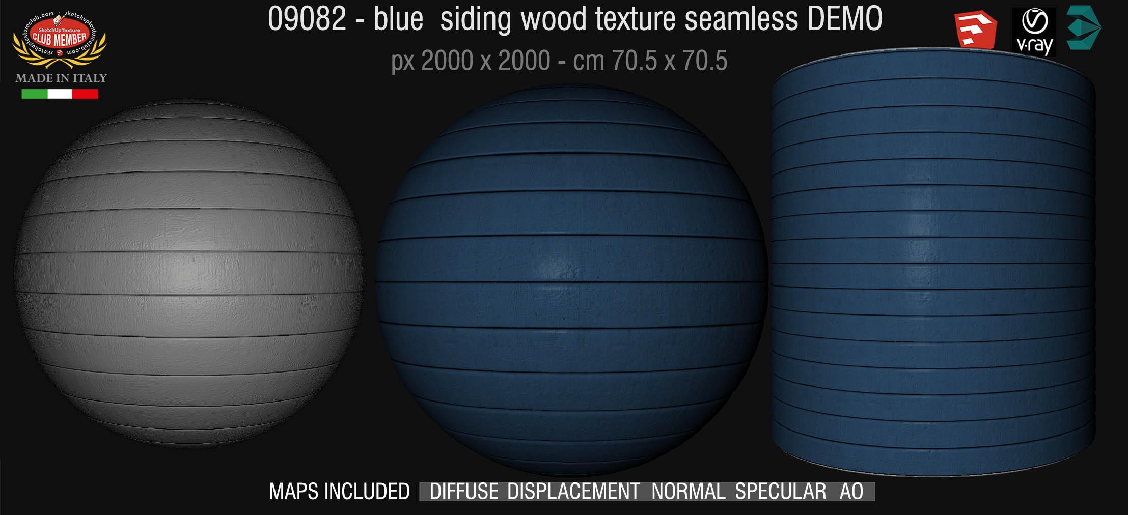09082 HR Blue siding wood texture + maps DEMO
