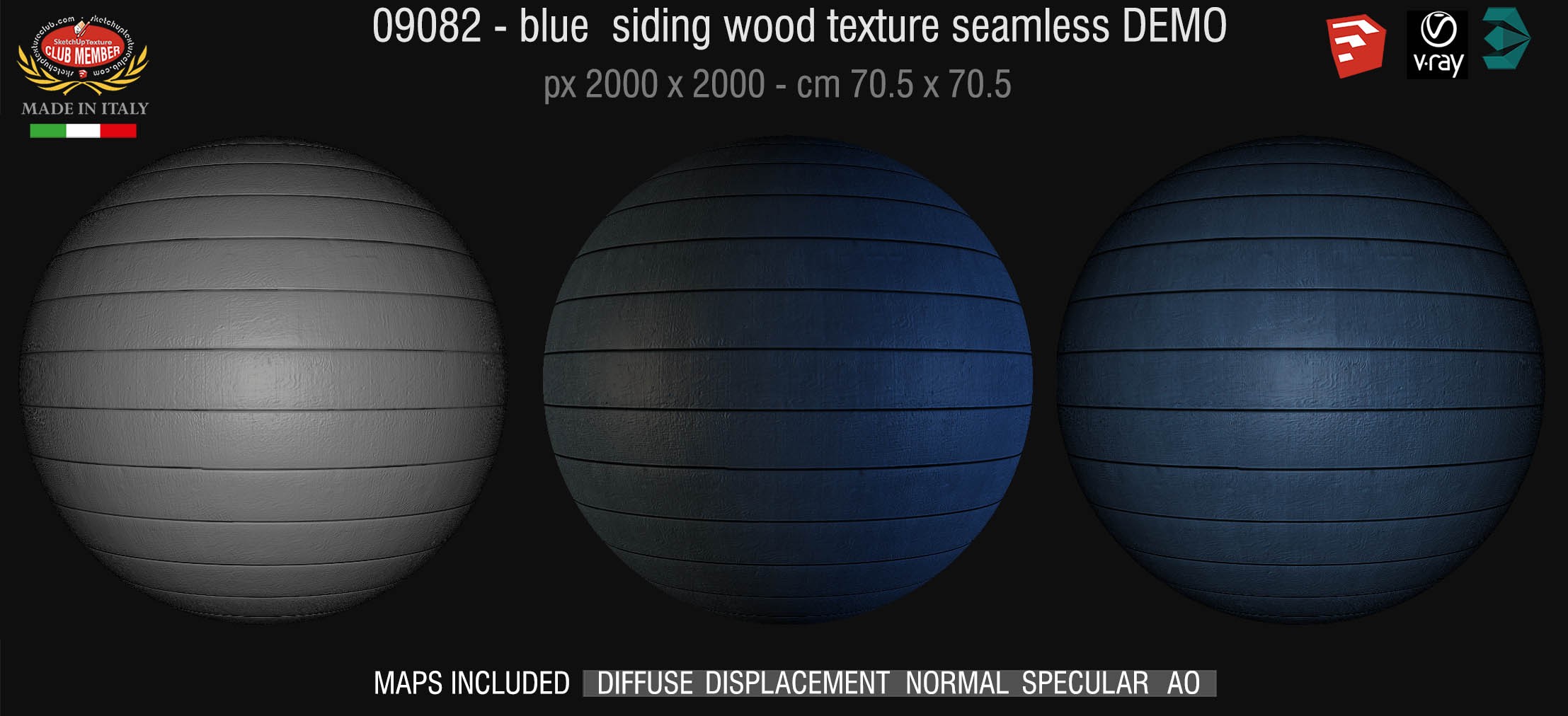 09082 HR Blue siding wood texture + maps DEMO