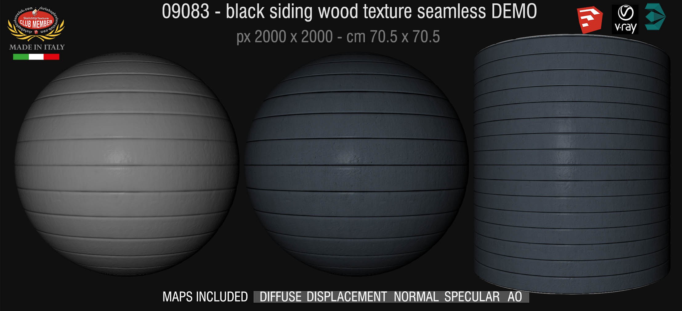 09083 HR Black siding wood texture + maps DEMO