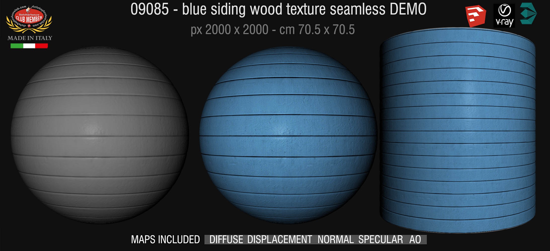09085 HR Blue siding wood texture + maps DEMO