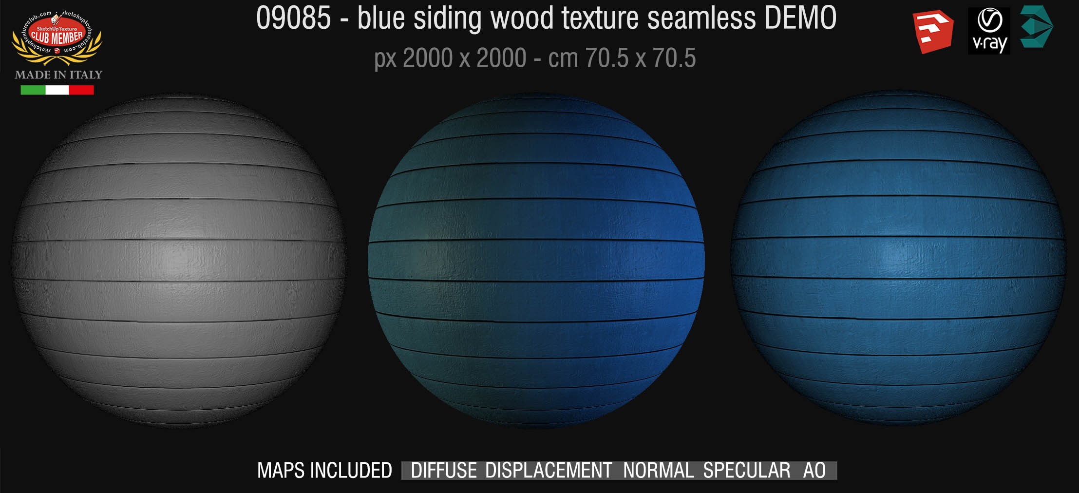 09085 HR Blue siding wood texture + maps DEMO