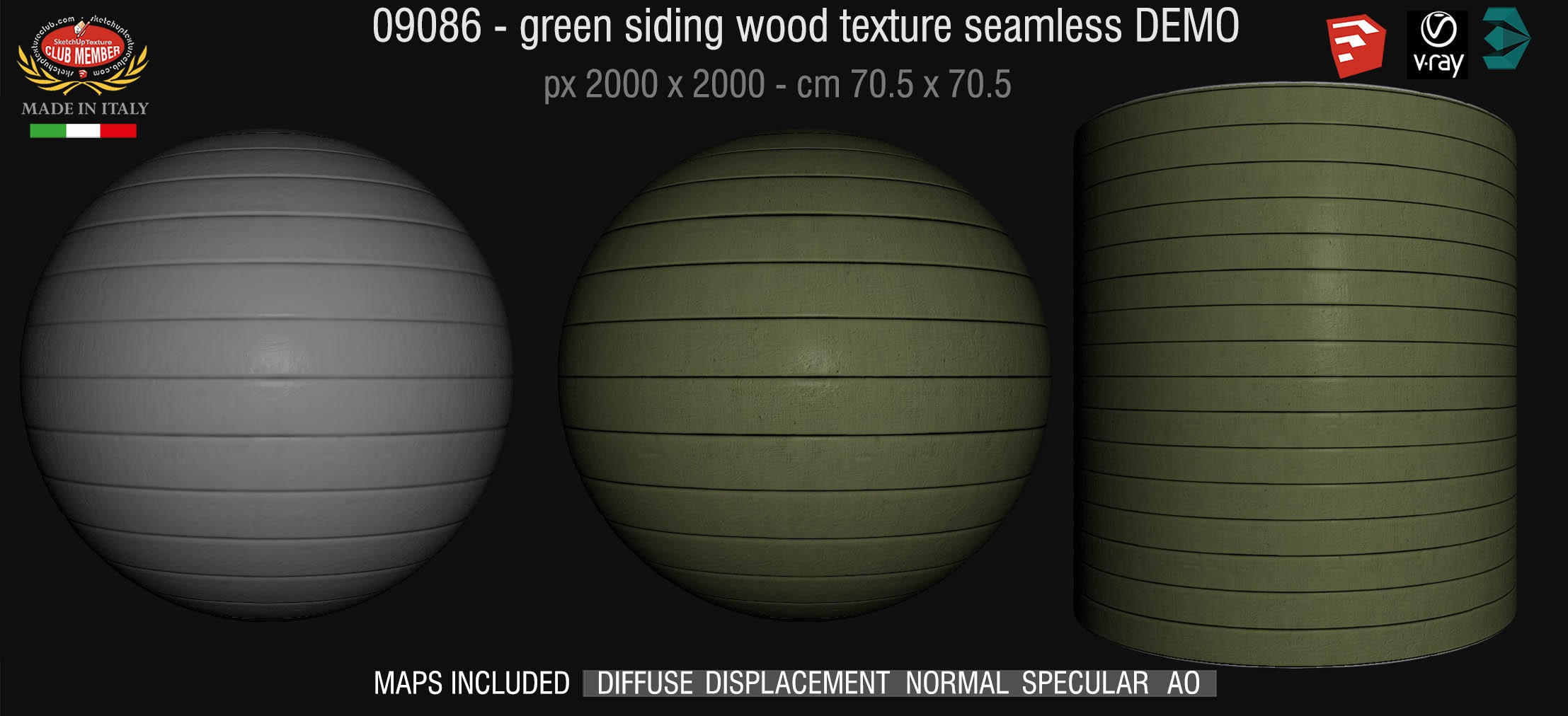 09086 HR Green siding wood texture + maps DEMO