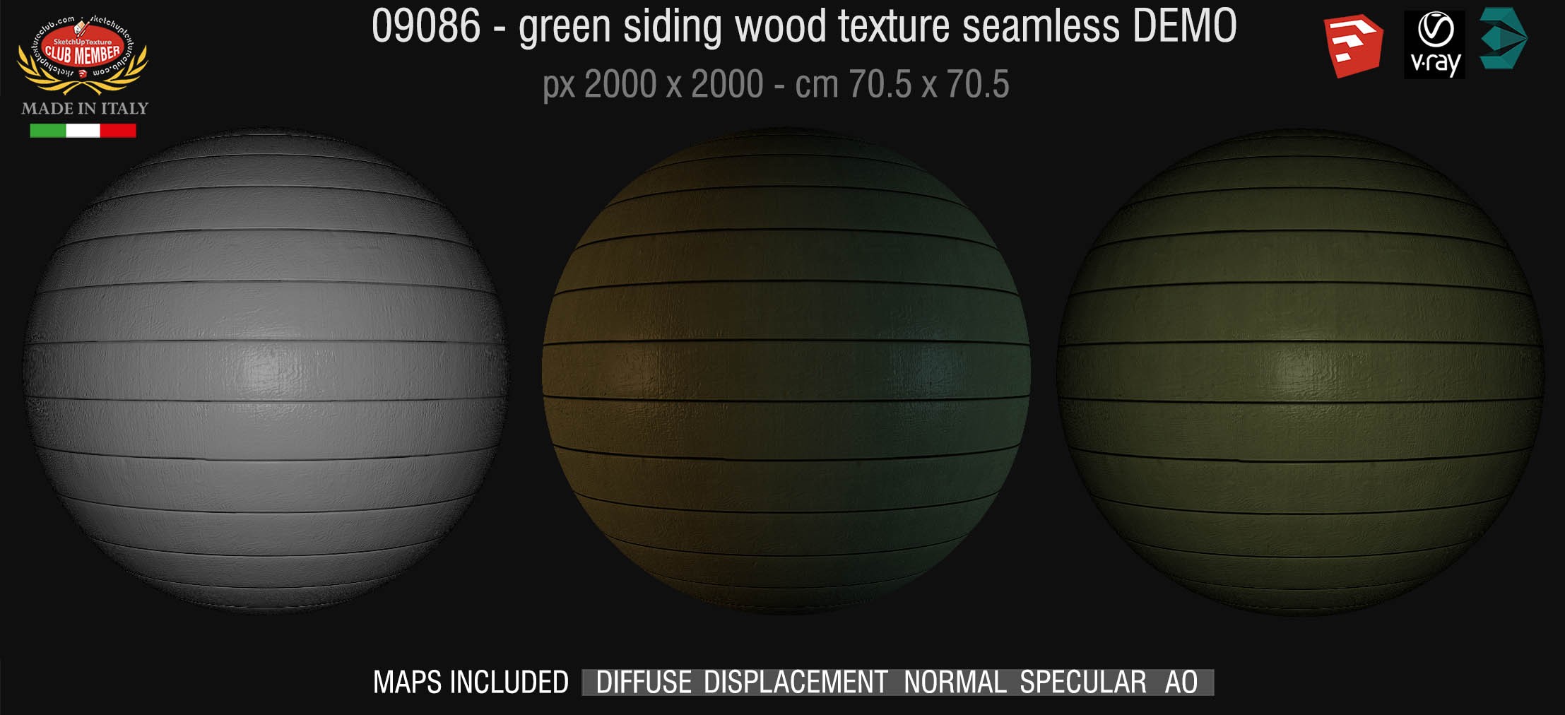 09086 HR Green siding wood texture + maps DEMO