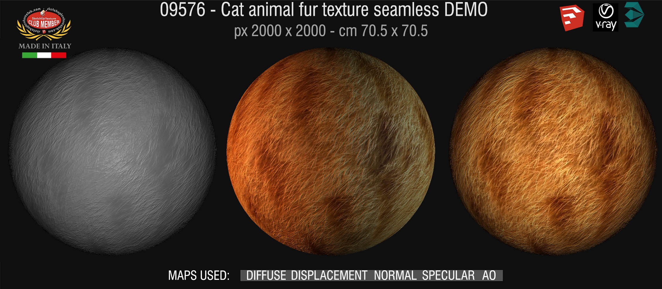 09576 HR Cat animal fur texture + maps DEMO