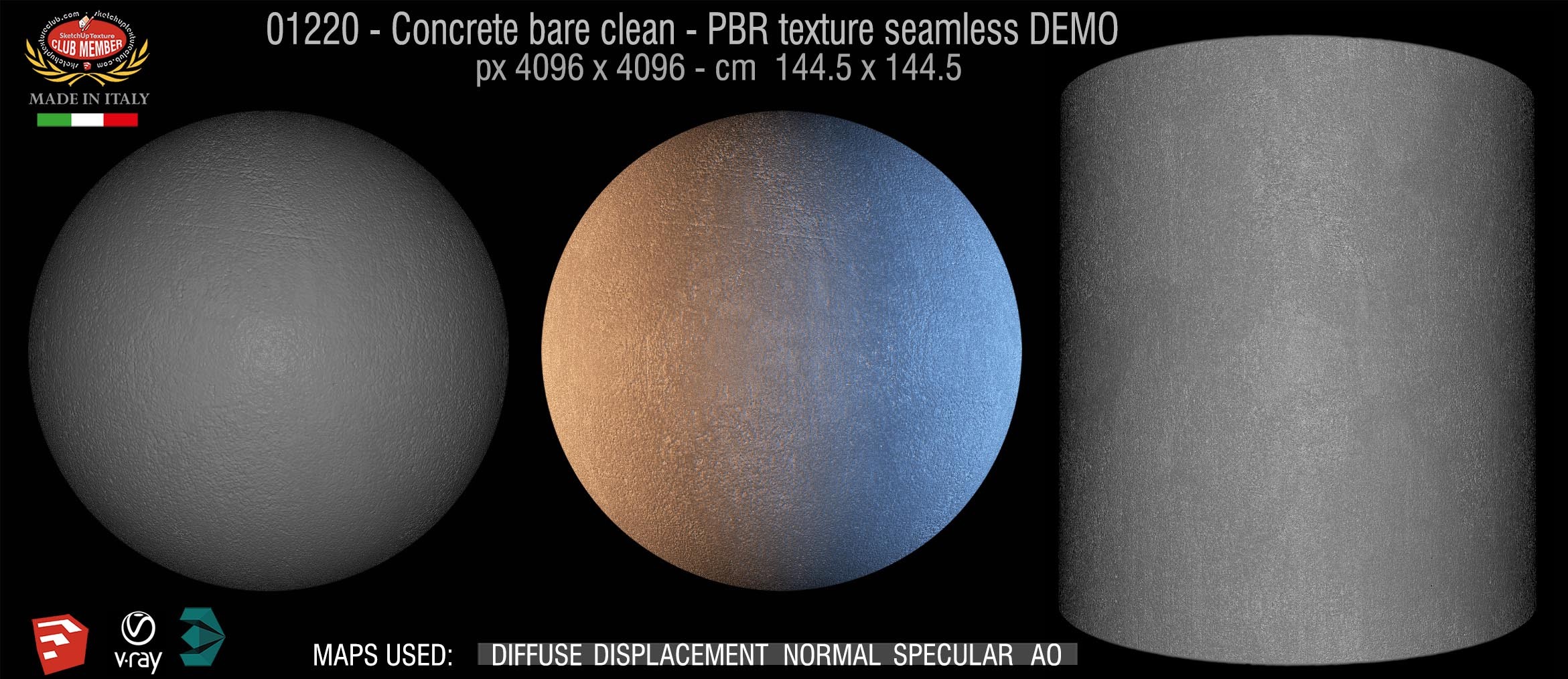 01220 Concrete bare clean-PBR texture seamless DEMO