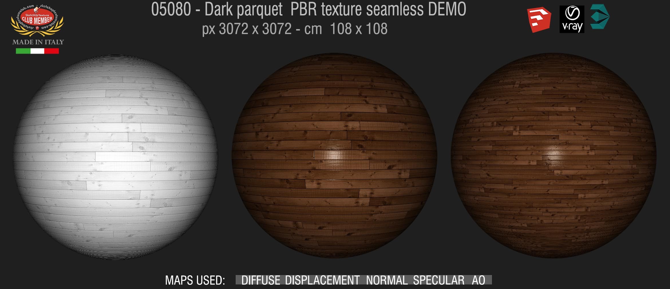 05080 Dark parquet PBR texture seamless DEMO