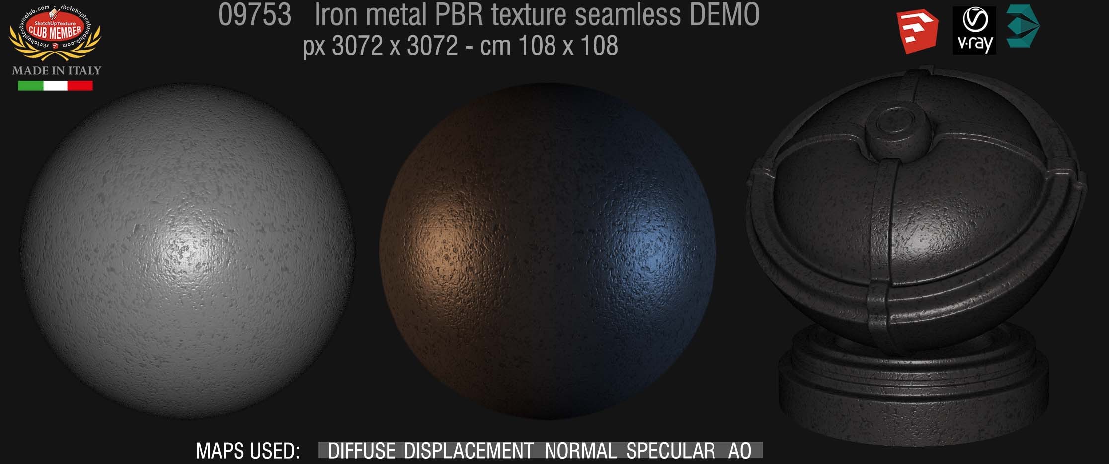 09753 Iron metal PBR texture seamless DEMO