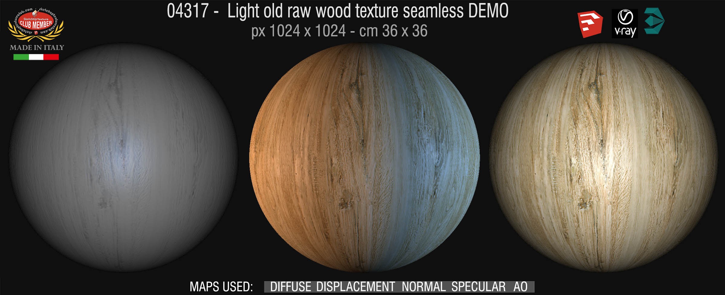 04317 Light old raw wood PBR texture seamless DEMO