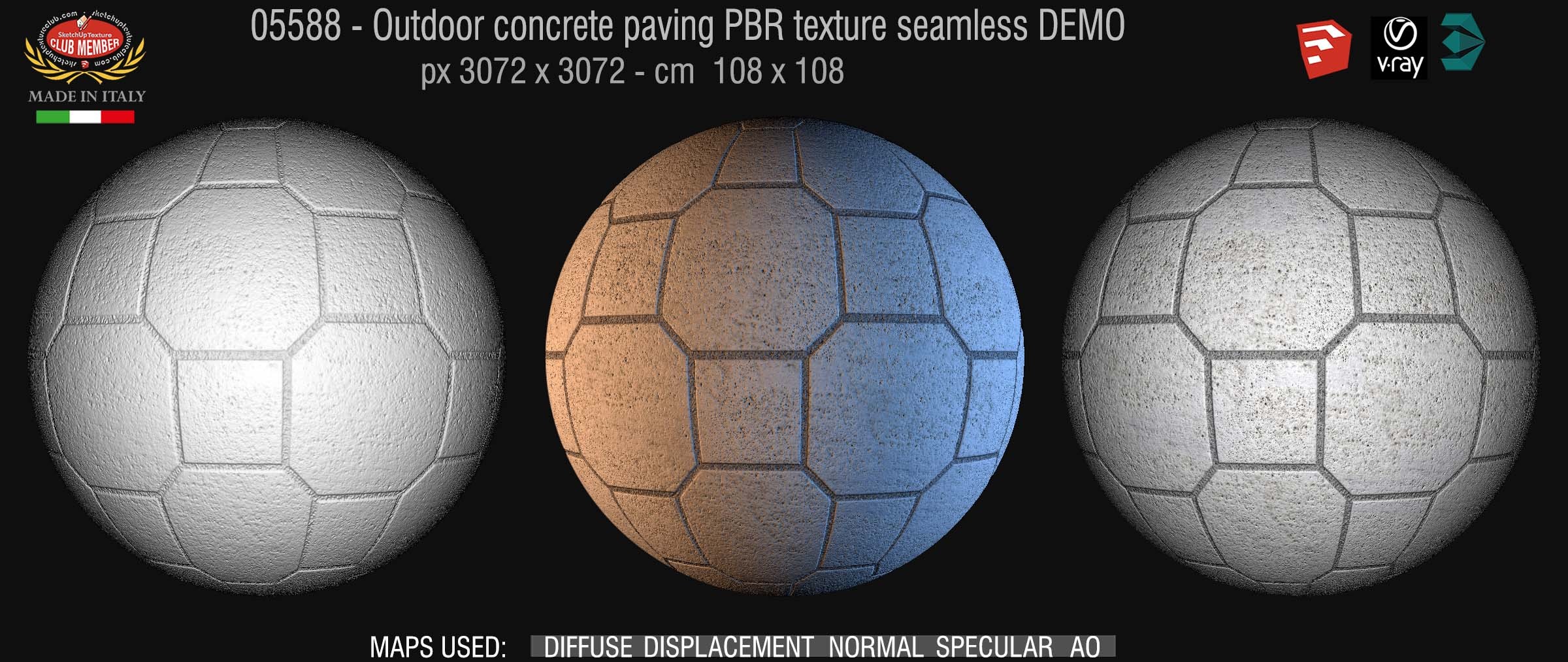 05588 Outdoor concrete paving PBR texture seamless DEMO