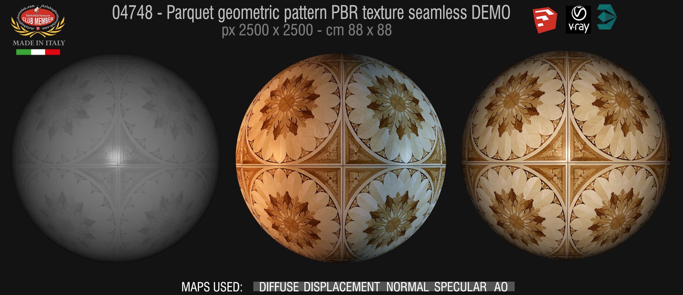 04748 Parquet geometric pattern PBR texture seamless DEMO