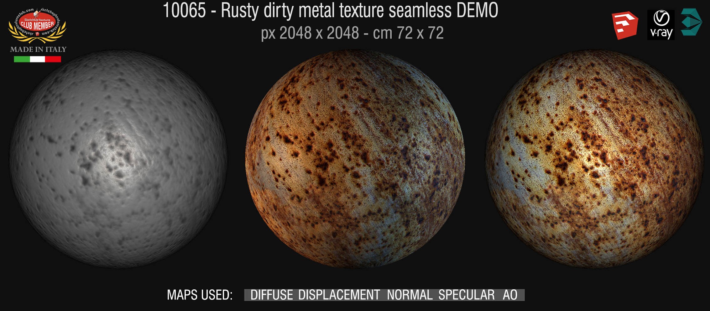 10065 HR Rusty dirty metal texture seamless + maps DEMO