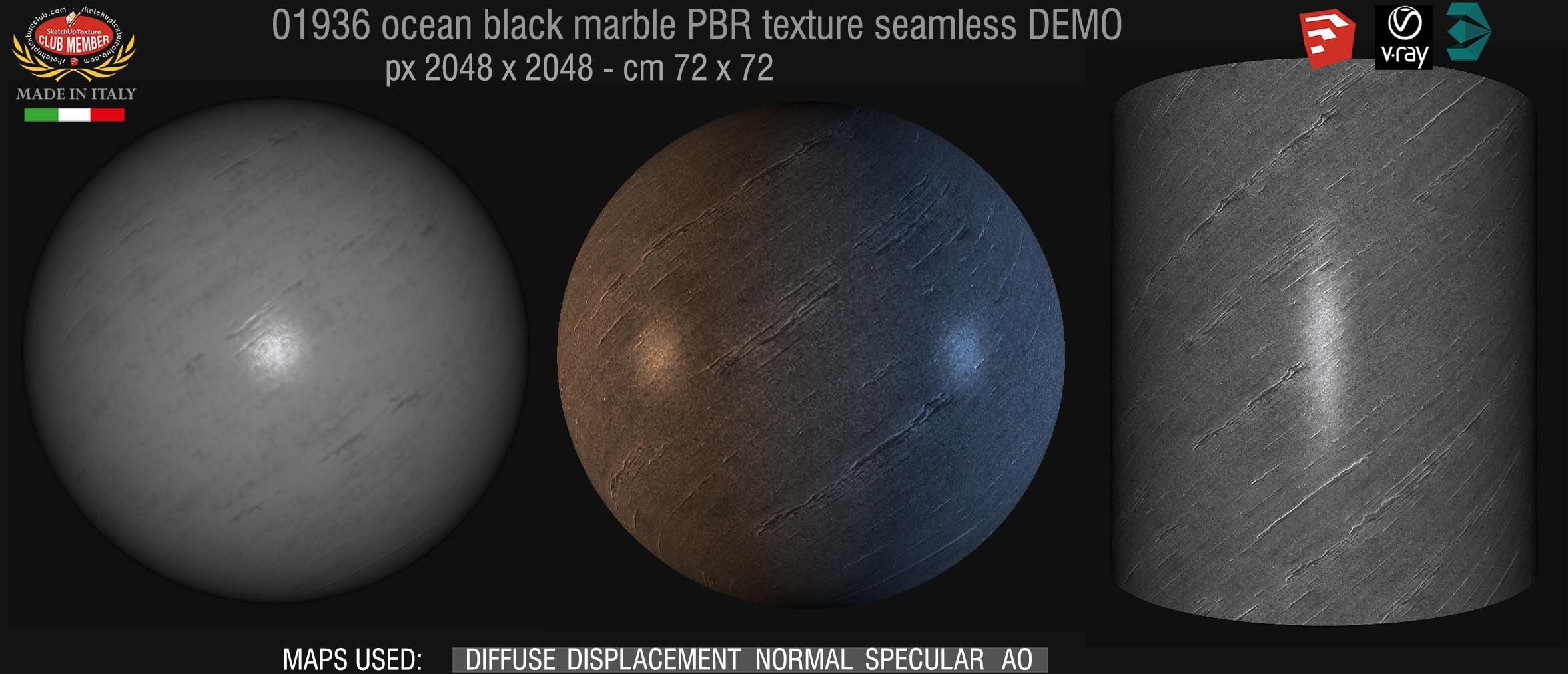 01936 Slab marble ocean black PBR texture seamless DEMO