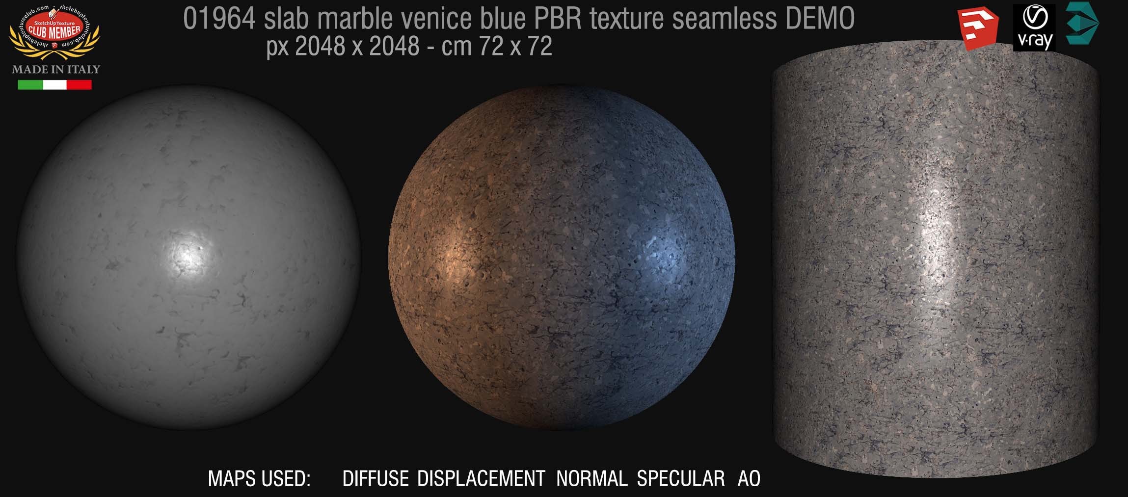 01964 Slab marble venice blue PBR texture seamless