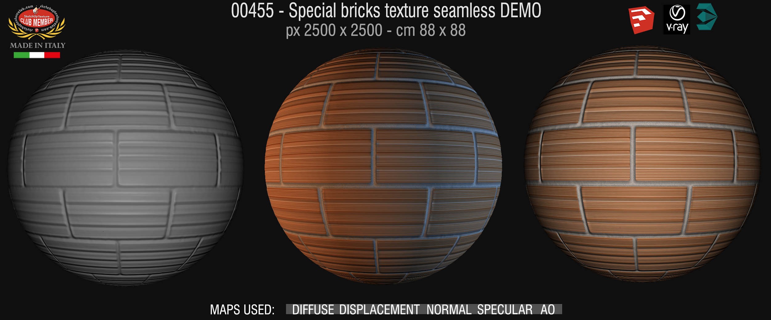 00455 Special bricks texture seamless + maps DEMO