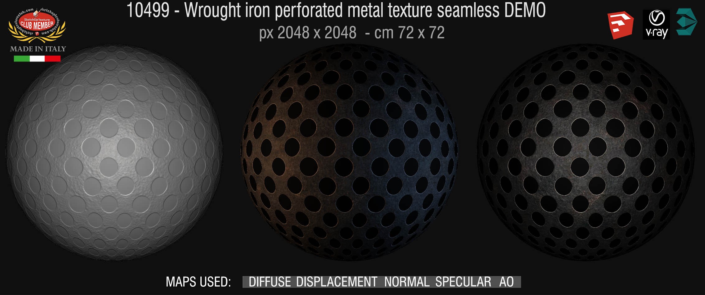 10499 HR Wrought iron perforated metal texture seamless + maps DEMO