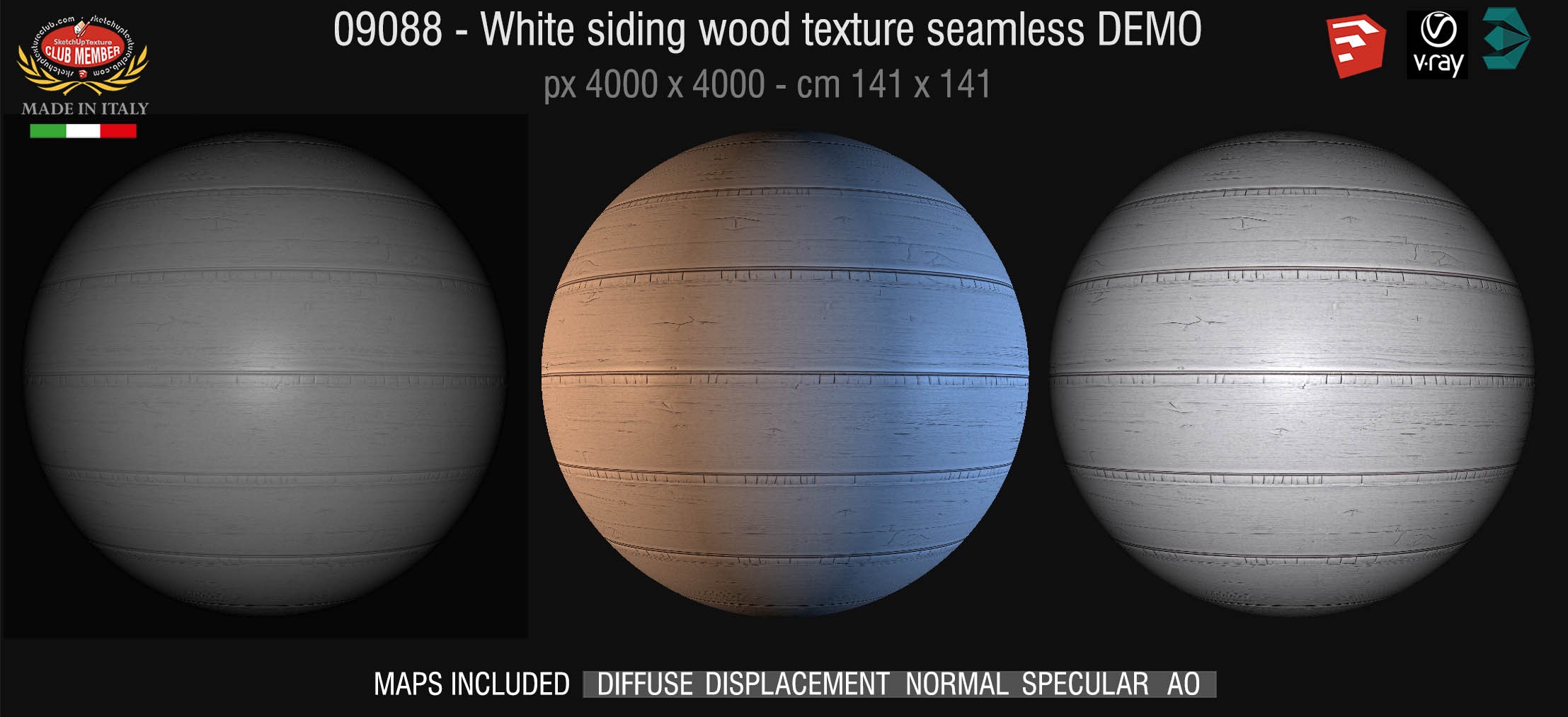 09088 White siding wood texture + maps DEMO