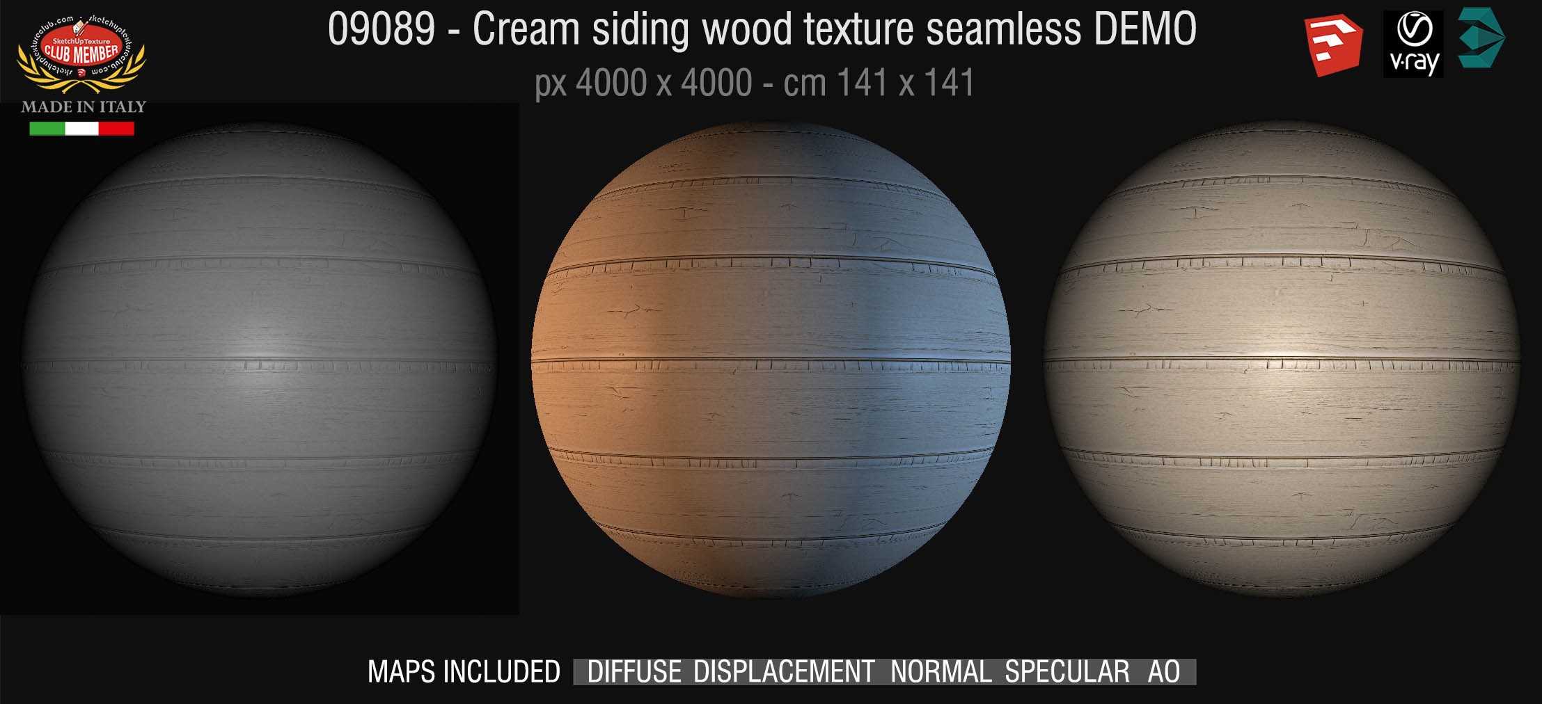 09089 Cream siding wood texture + maps DEMO
