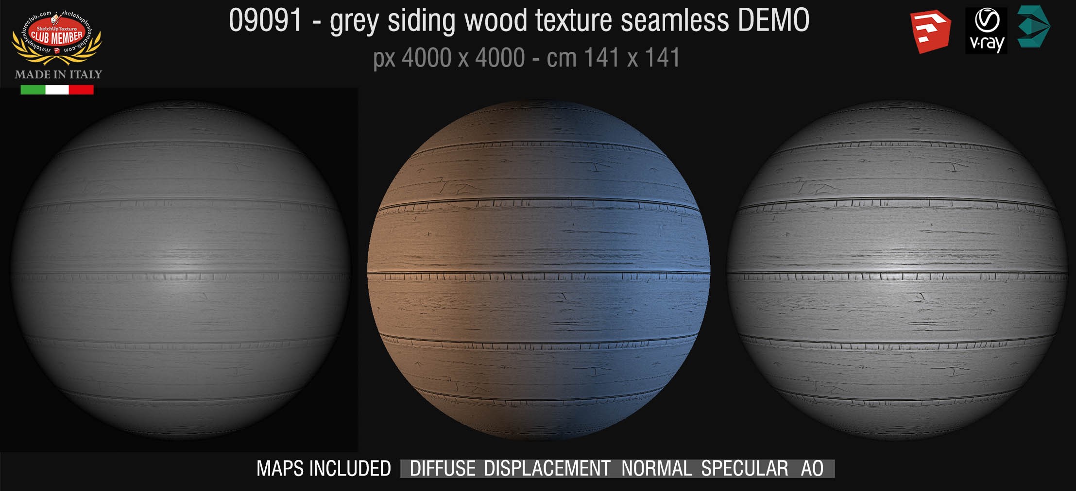 09091 HR Grey siding wood texture + maps DEMO