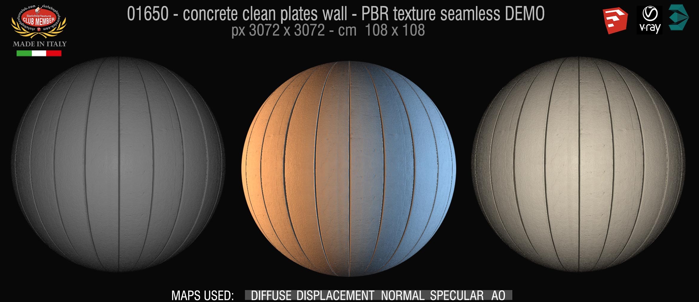 01650 concrete clean plates wall PBR texture seamless DEMO
